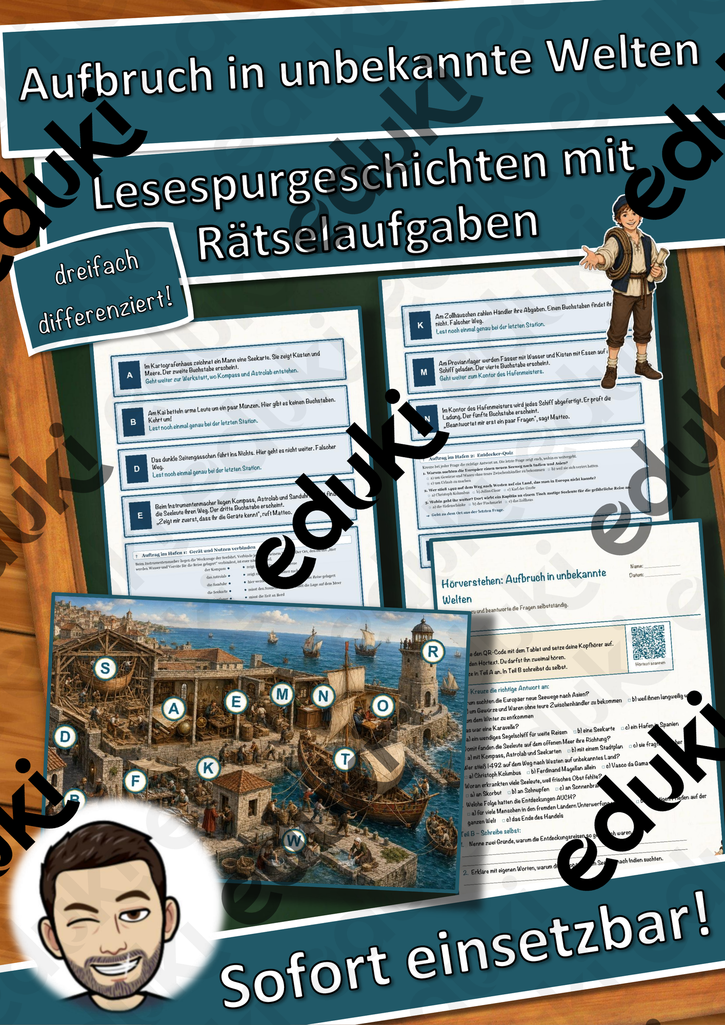 Aufbruch in unbekannte Welten – Lesespurgeschichte mit Rätselaufgaben (Klasse 7)