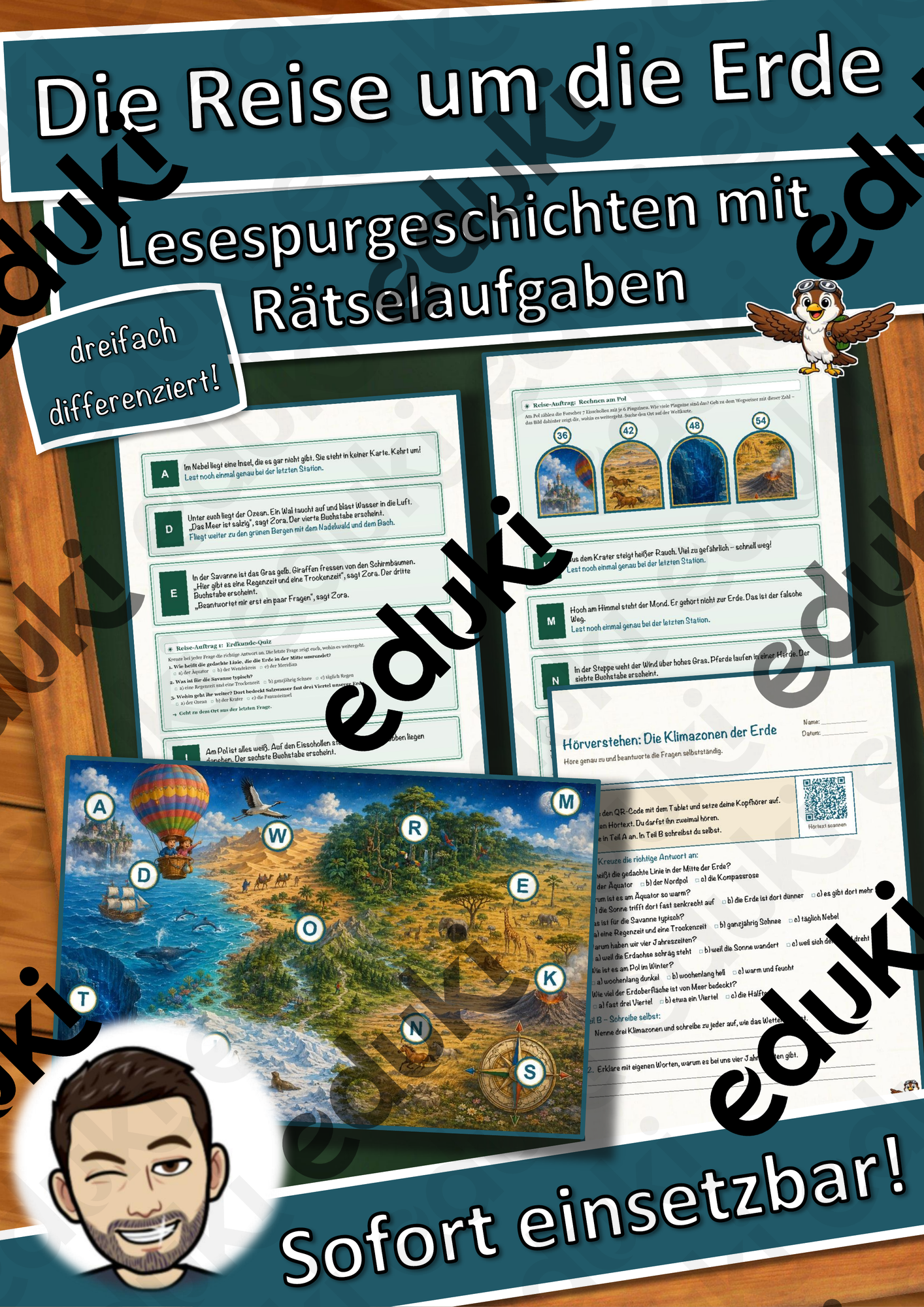 Die Reise um die Erde – Lesespurgeschichte mit Rätselaufgaben (Klasse 5)