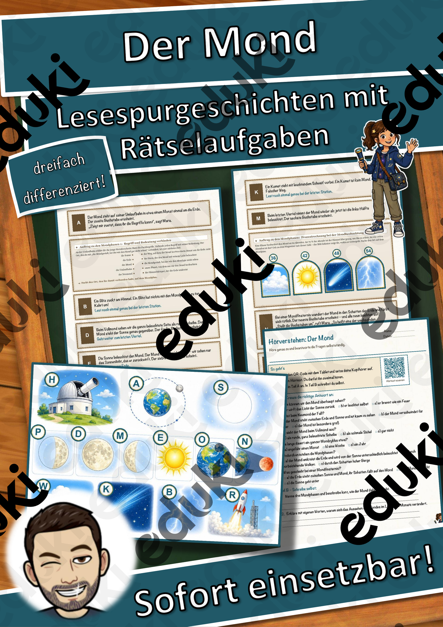 Der Mond – Lesespurgeschichte mit Rätselaufgaben (Klasse 7)