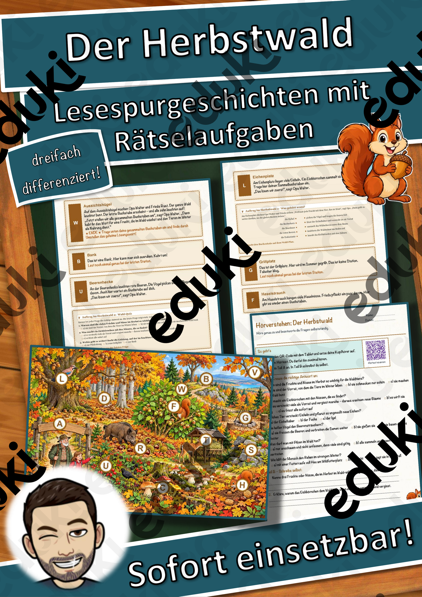 Der Herbstwald – Lesespurgeschichte mit Rätselaufgaben (Klasse 3)
