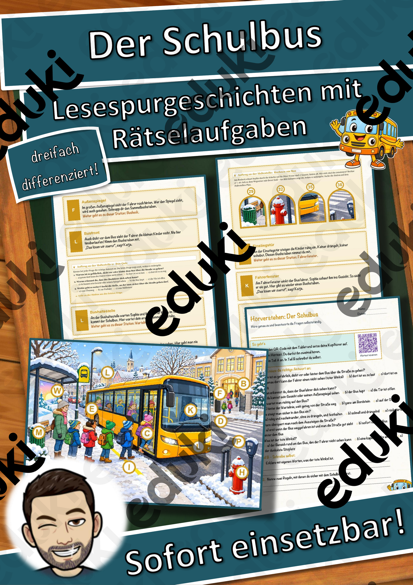 Der Schulbus – Lesespurgeschichte mit Rätselaufgaben (Klasse 3)