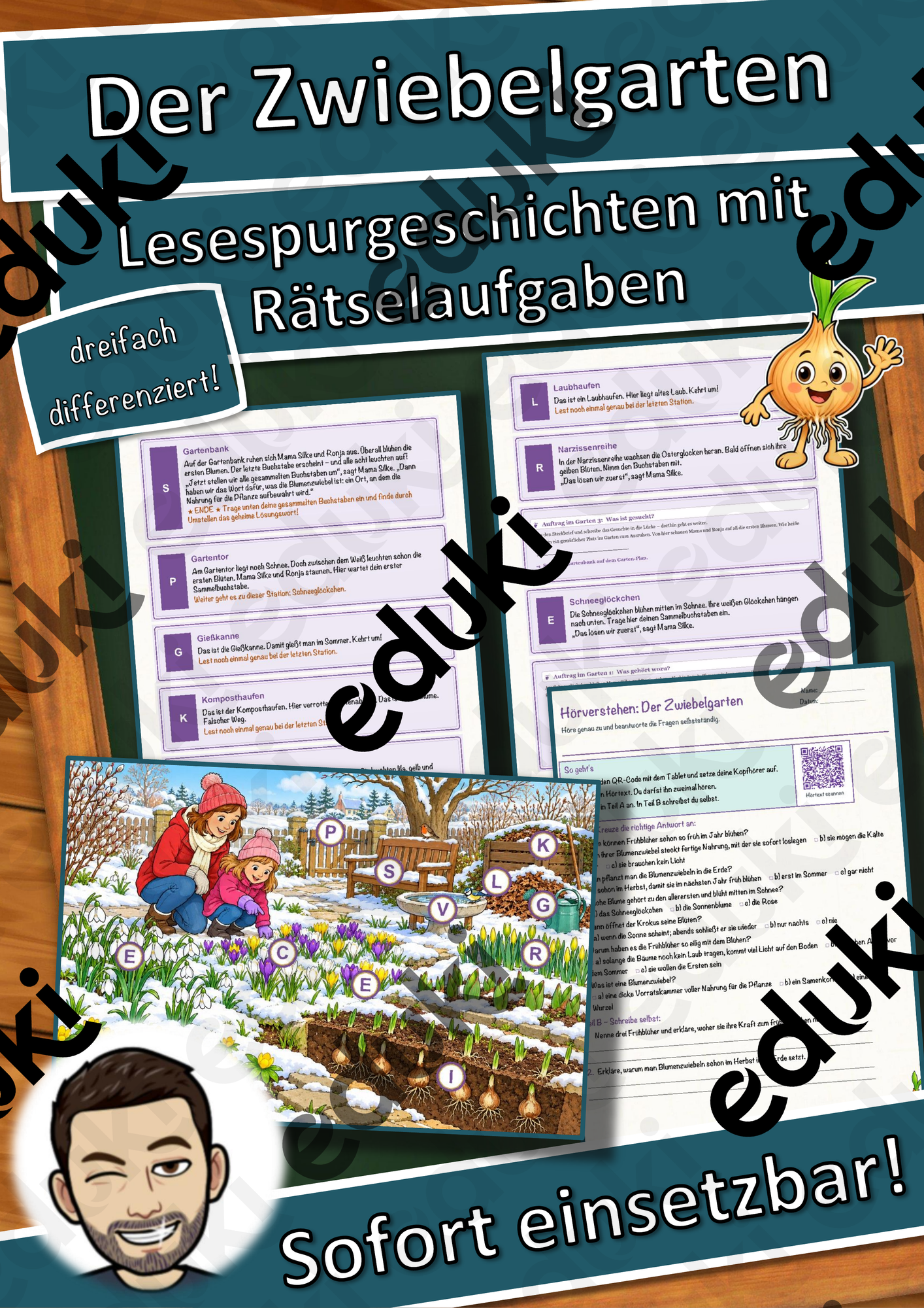 Der Zwiebelgarten – Lesespurgeschichte mit Rätselaufgaben (Klasse 3)