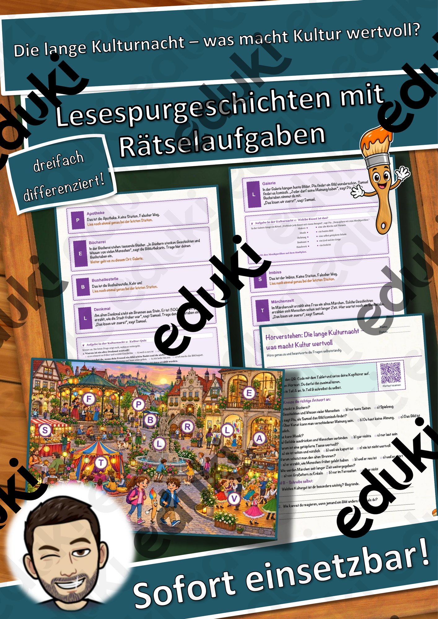 Die lange Kulturnacht – was macht Kultur wertvoll? – Lesespurgeschichte mit Rätselaufgaben (Klasse 3)
