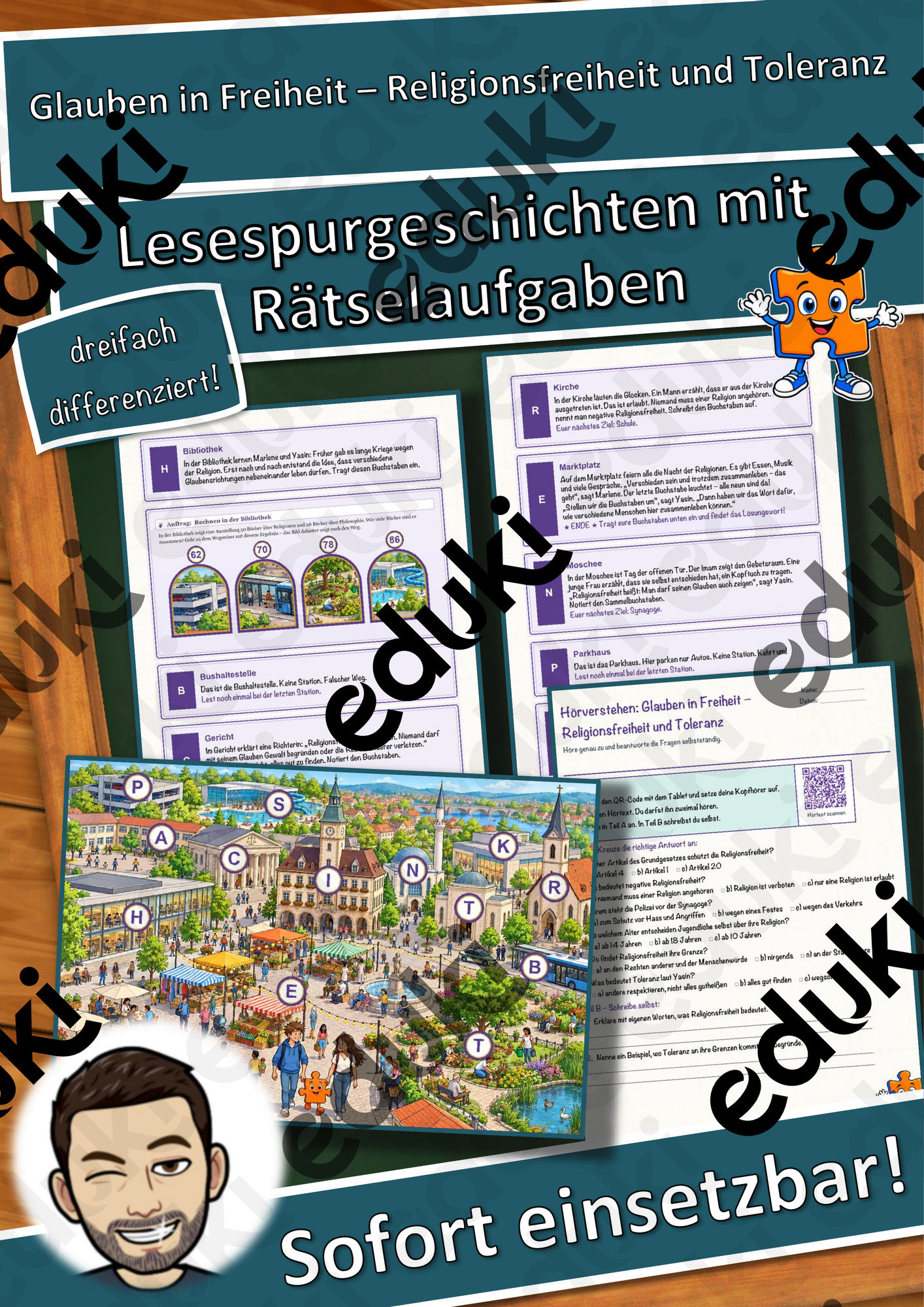 Glauben in Freiheit – Religionsfreiheit und Toleranz – Lesespurgeschichte mit Rätselaufgaben (Klasse 9)