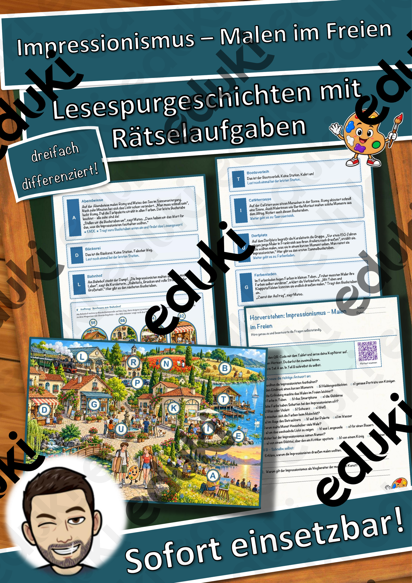 Impressionismus – Malen im Freien – Lesespurgeschichte mit Rätselaufgaben (Klasse 9)