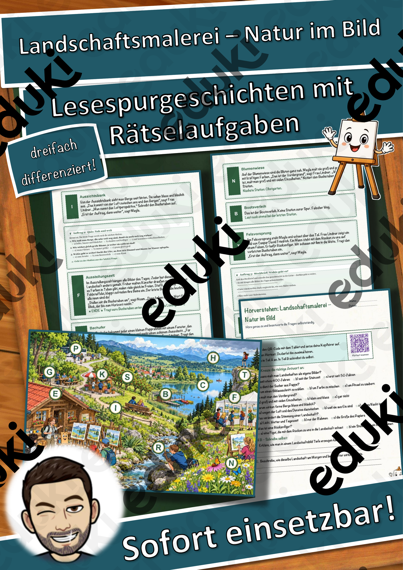 Landschaftsmalerei – Natur im Bild – Lesespurgeschichte mit Rätselaufgaben (Klasse 8)