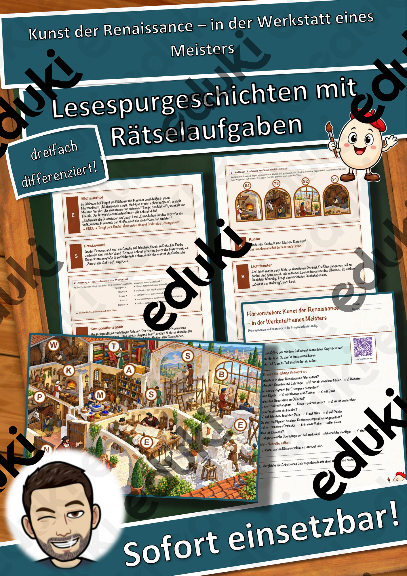 Kunst der Renaissance – in der Werkstatt eines Meisters – Lesespurgeschichte mit Rätselaufgaben (Klasse 7)
