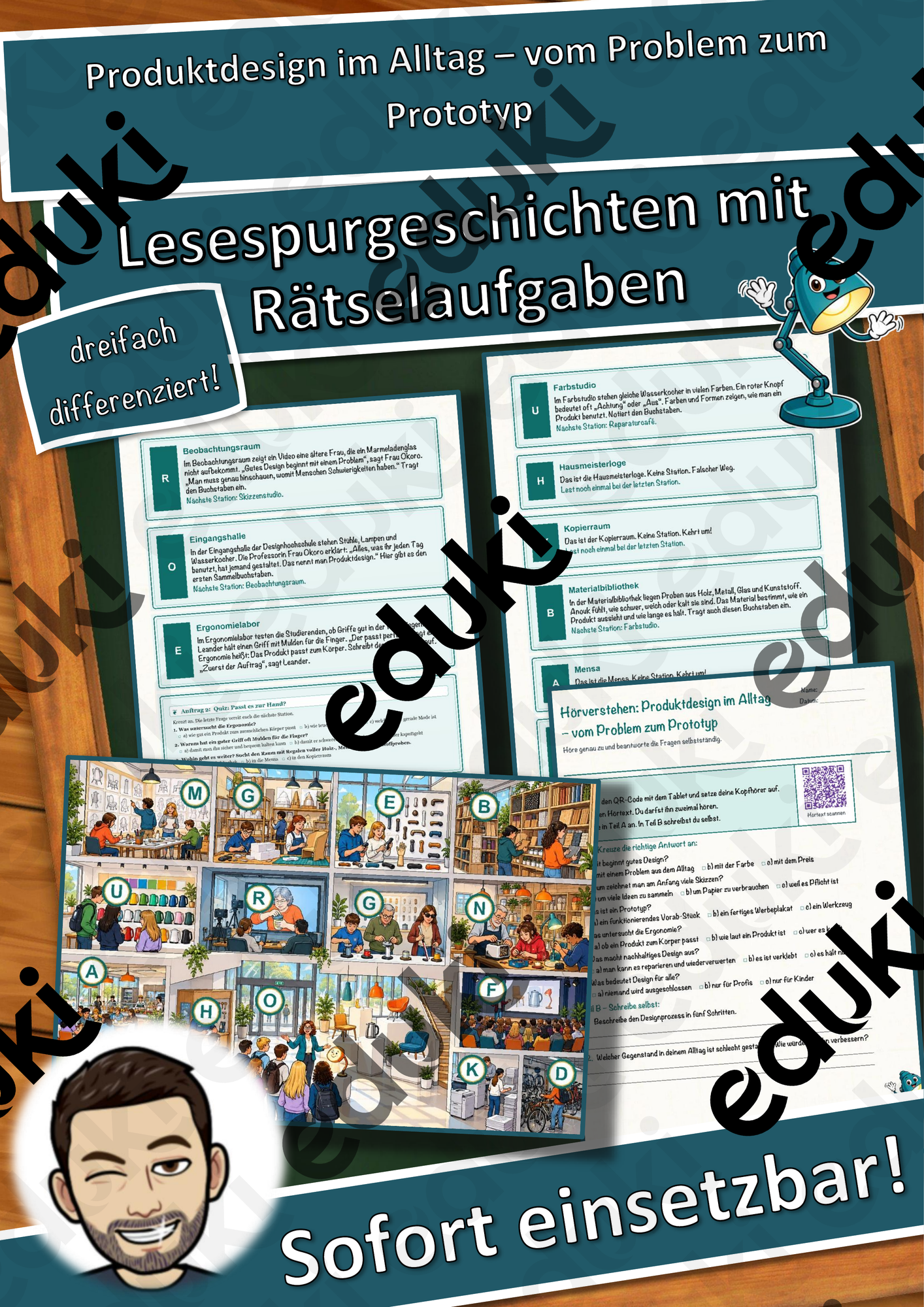 Produktdesign im Alltag – vom Problem zum Prototyp – Lesespurgeschichte mit Rätselaufgaben (Klasse 9)