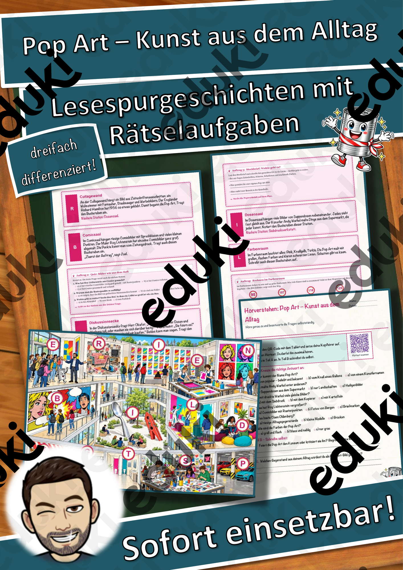 Pop Art – Kunst aus dem Alltag – Lesespurgeschichte mit Rätselaufgaben (Klasse 9)