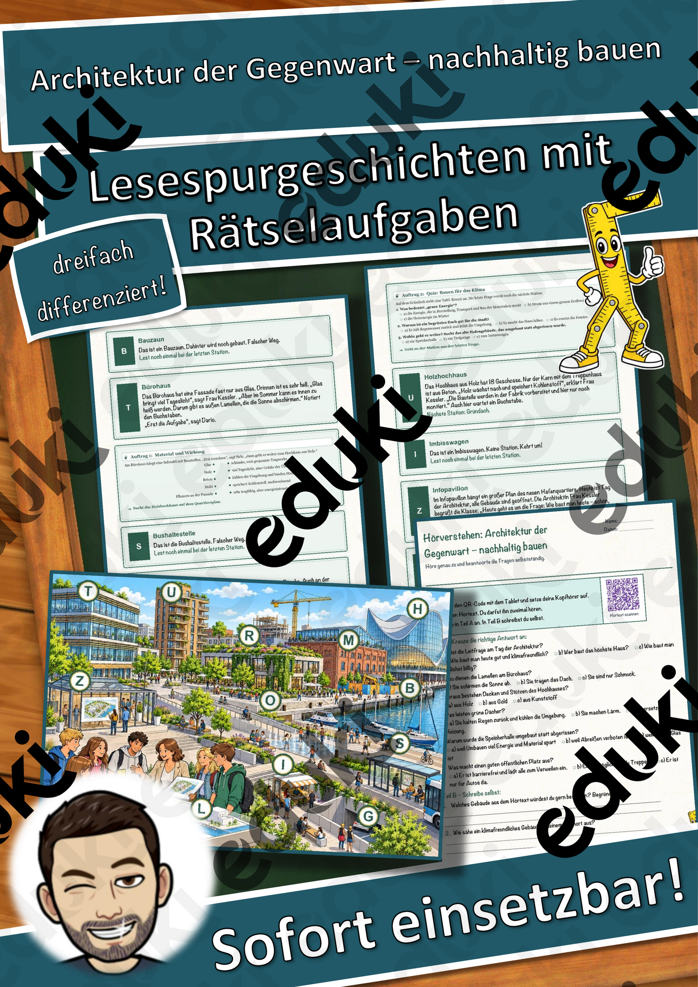Architektur der Gegenwart – nachhaltig bauen – Lesespurgeschichte mit Rätselaufgaben (Klasse 10)