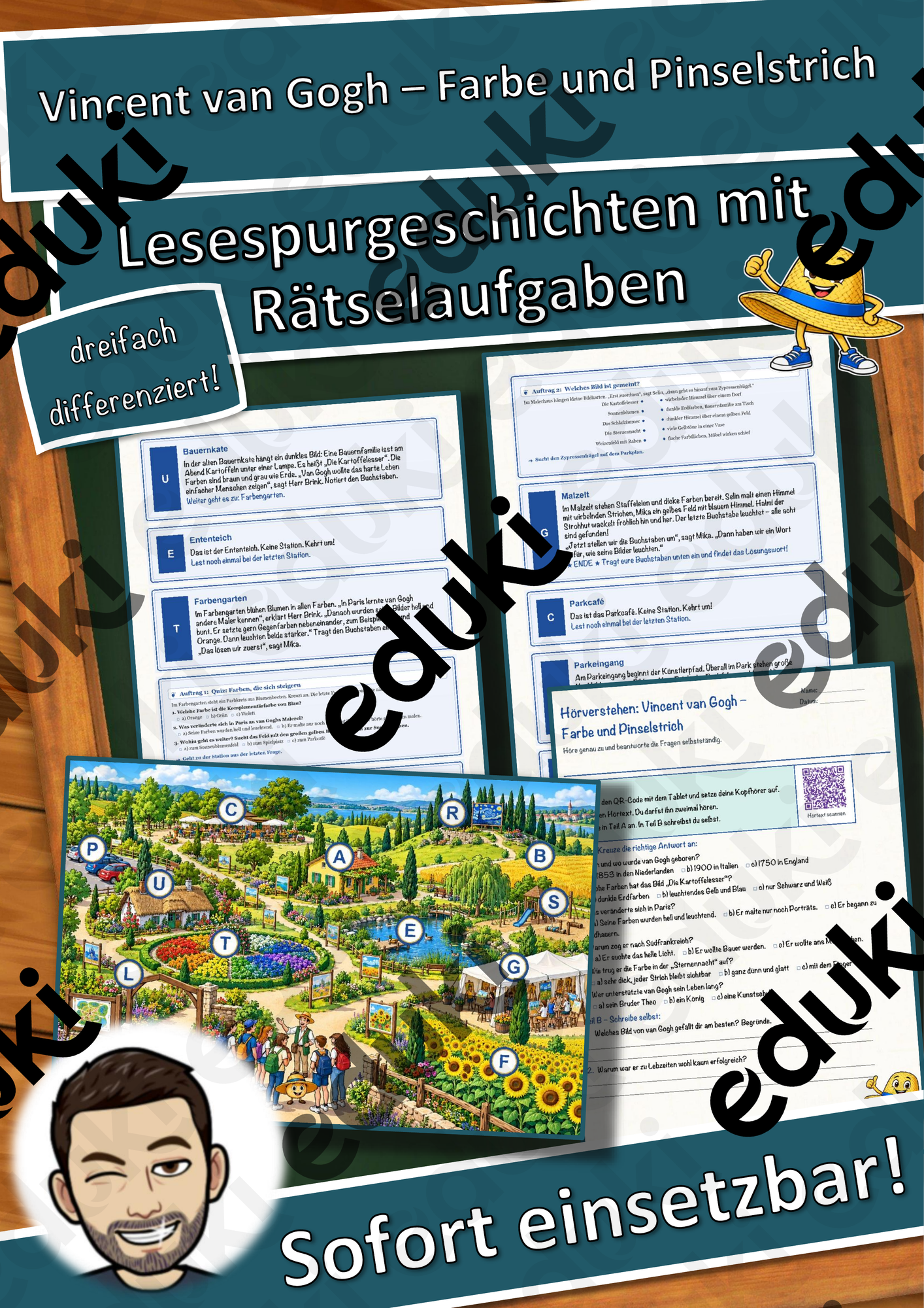 Vincent van Gogh – Farbe und Pinselstrich – Lesespurgeschichte mit Rätselaufgaben (Klasse 8)