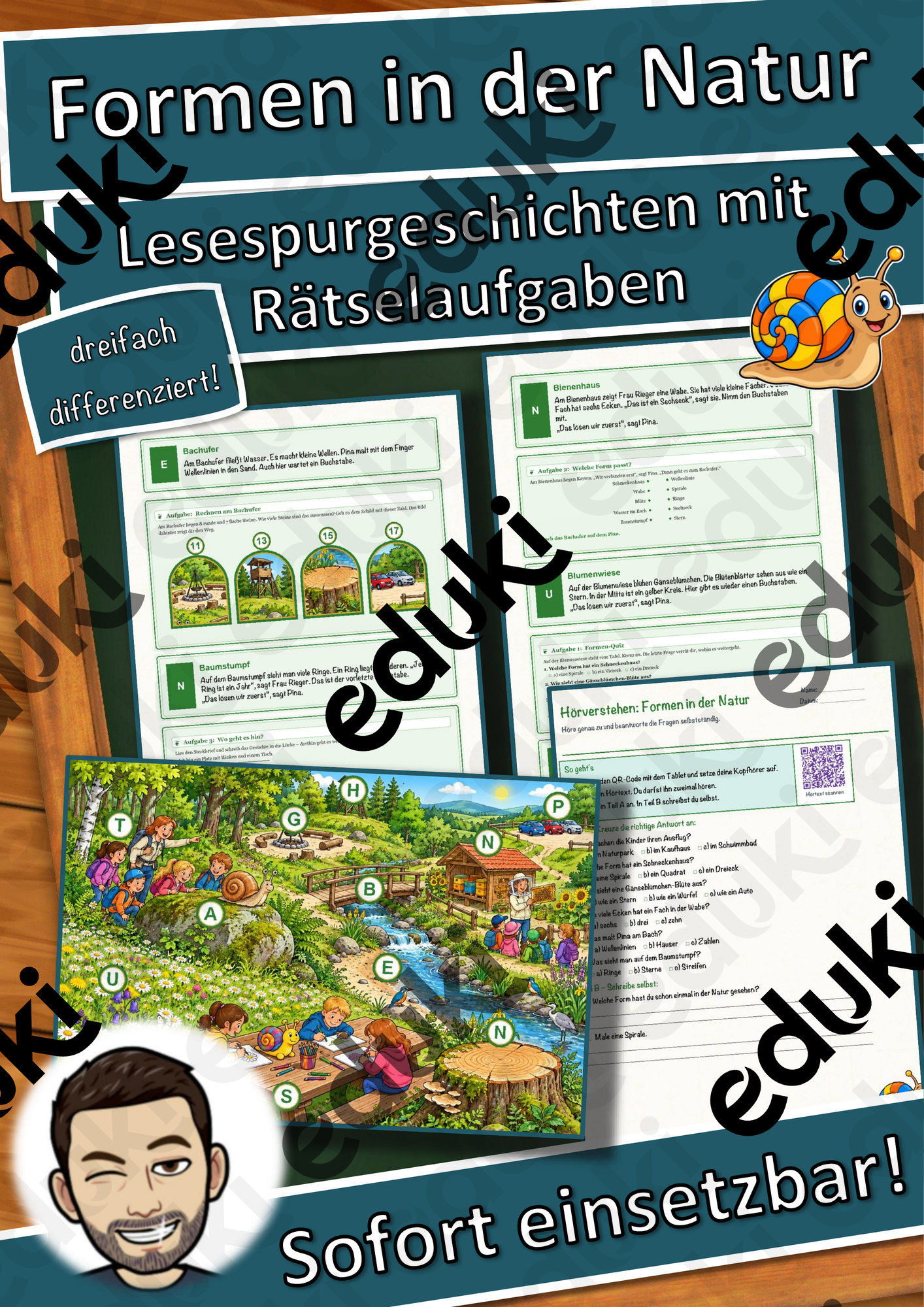 Formen in der Natur – Lesespurgeschichte mit Rätselaufgaben (Klasse 1)