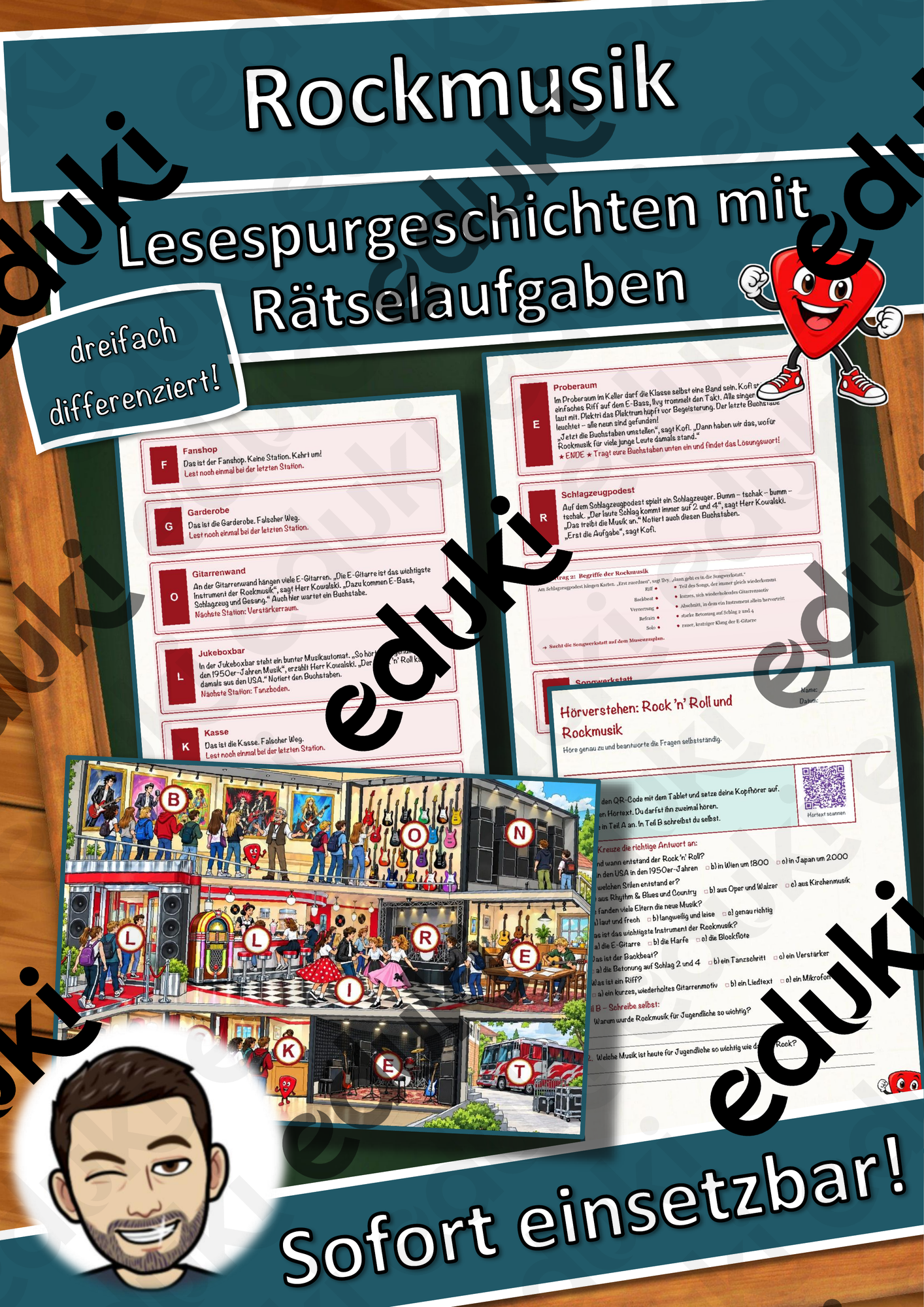 Rock ’n’ Roll und Rockmusik – Lesespurgeschichte mit Rätselaufgaben (Klasse 9)