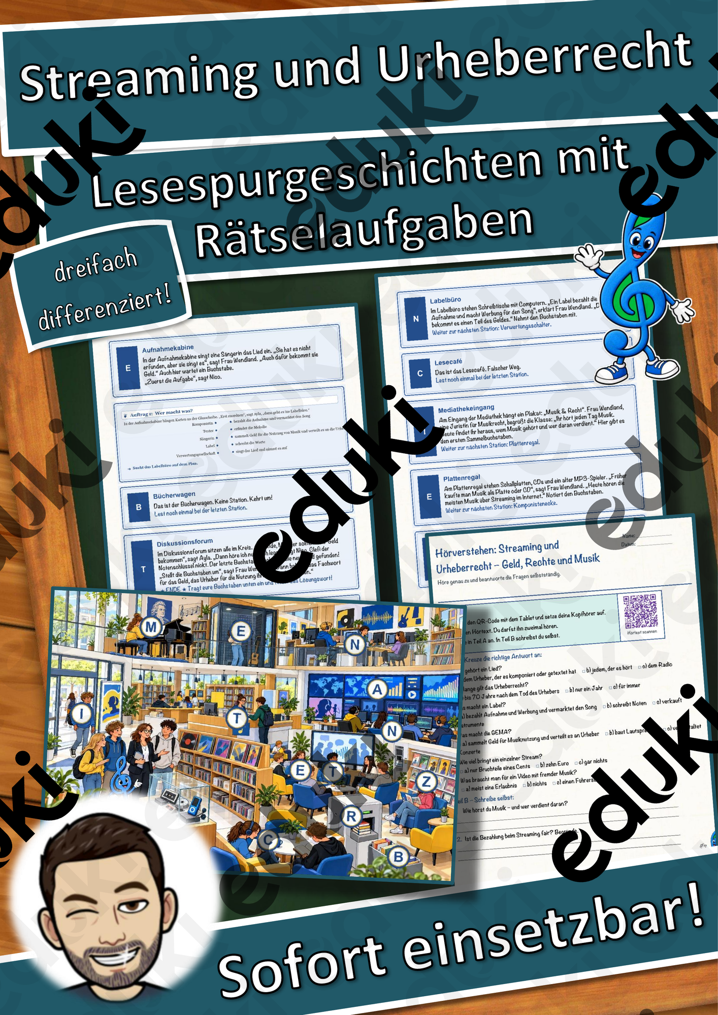 Streaming und Urheberrecht – Geld, Rechte und Musik – Lesespurgeschichte mit Rätselaufgaben (Klasse 10)