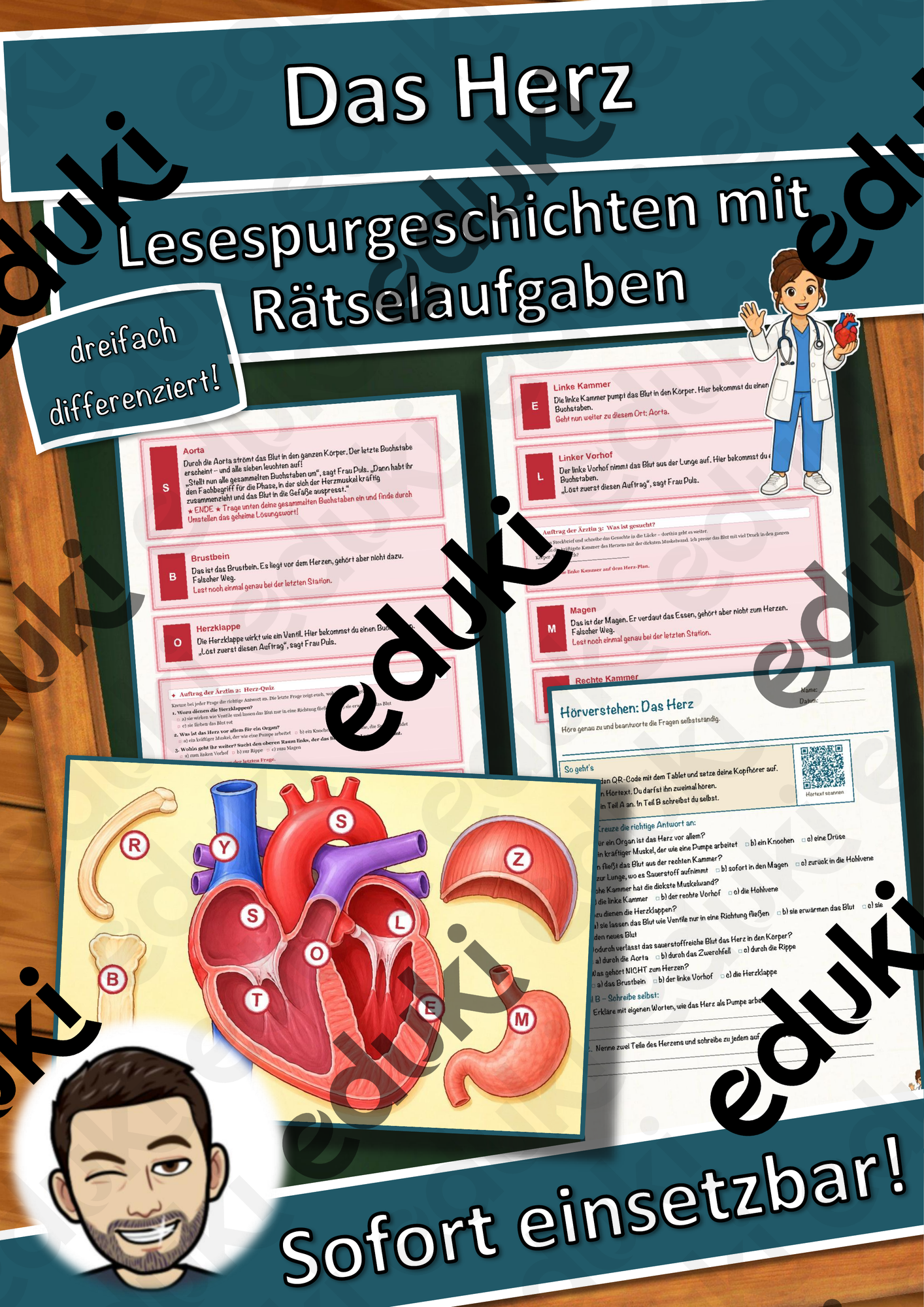 Das Herz – Lesespurgeschichte mit Rätselaufgaben (Klasse 8)