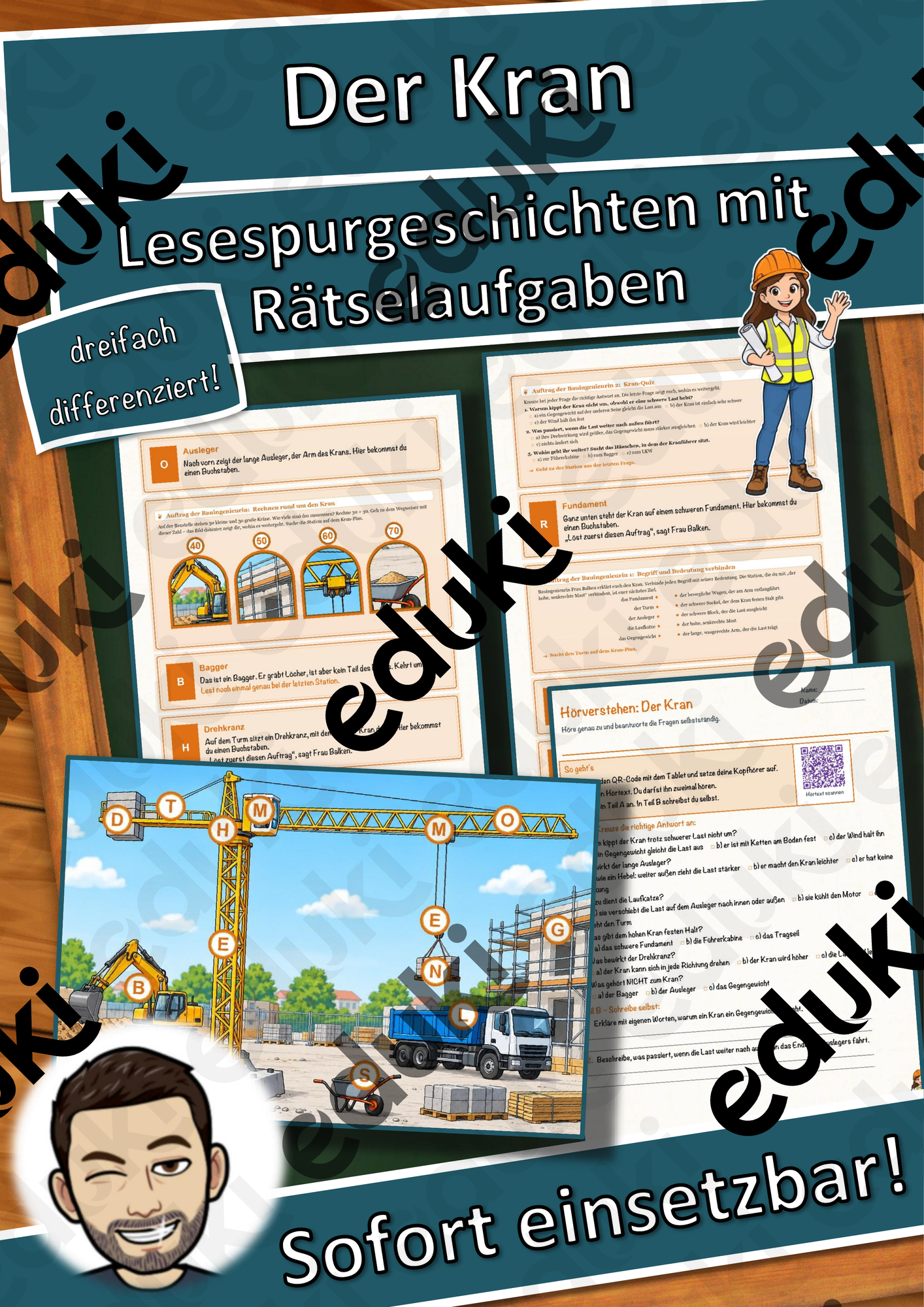 Der Kran – Lesespurgeschichte mit Rätselaufgaben (Klasse 8)