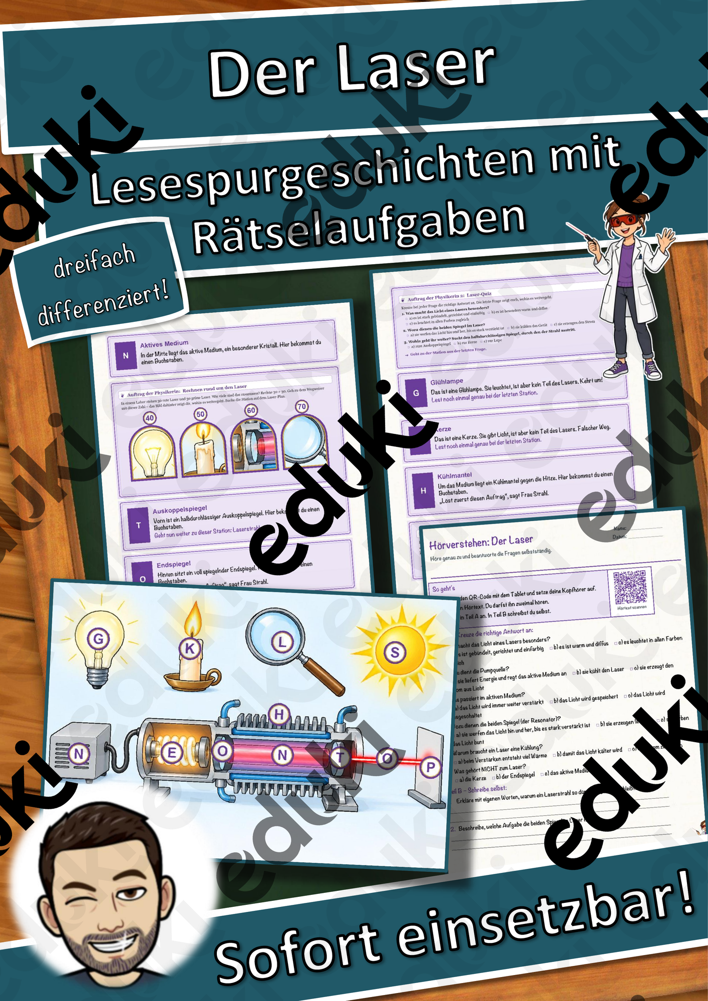 Der Laser – Lesespurgeschichte mit Rätselaufgaben (Klasse 9)