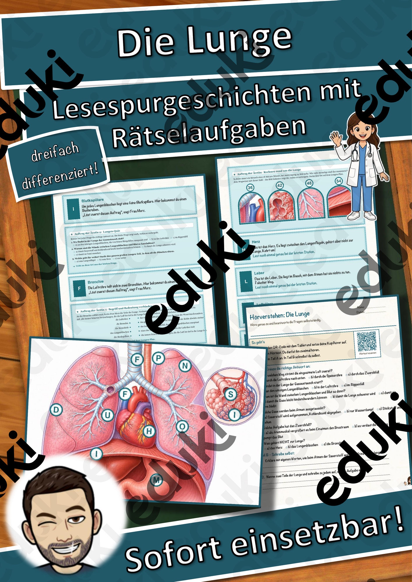 Die Lunge – Lesespurgeschichte mit Rätselaufgaben (Klasse 8)