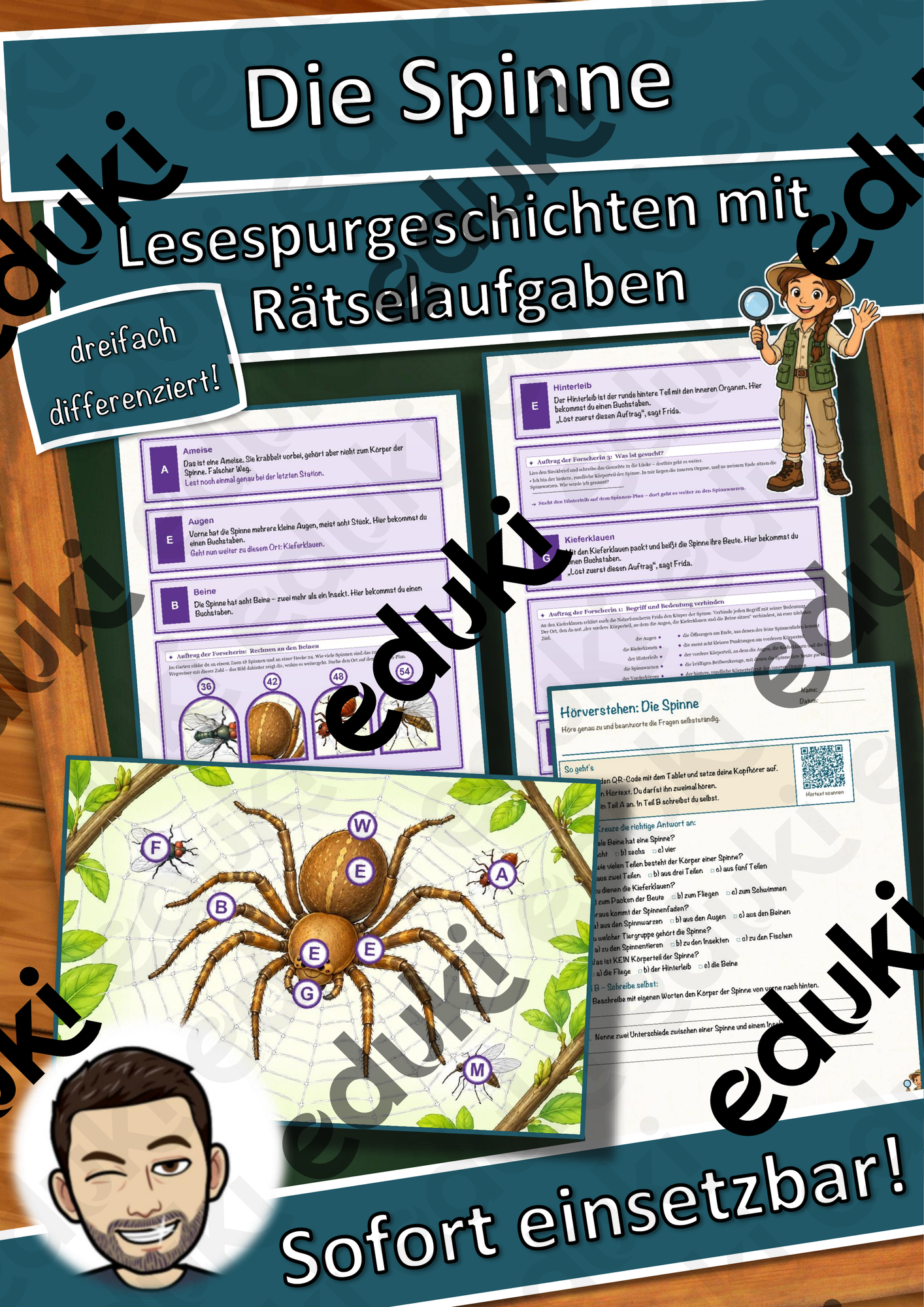 Die Spinne – Lesespurgeschichte mit Rätselaufgaben (Klasse 5)