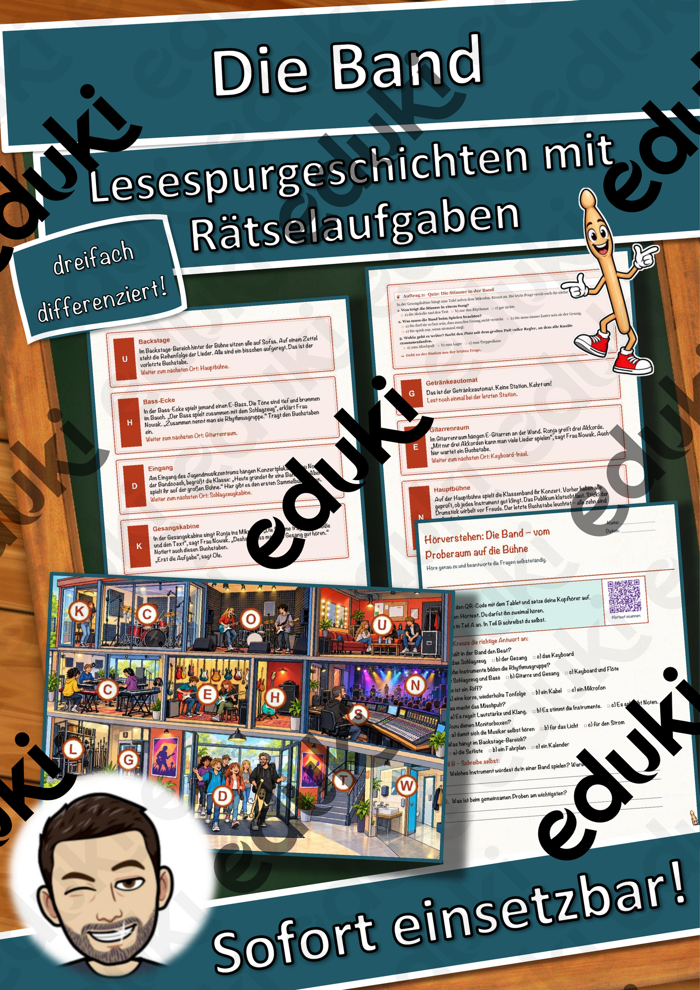 Die Band – vom Proberaum auf die Bühne – Lesespurgeschichte mit Rätselaufgaben (Klasse 7)