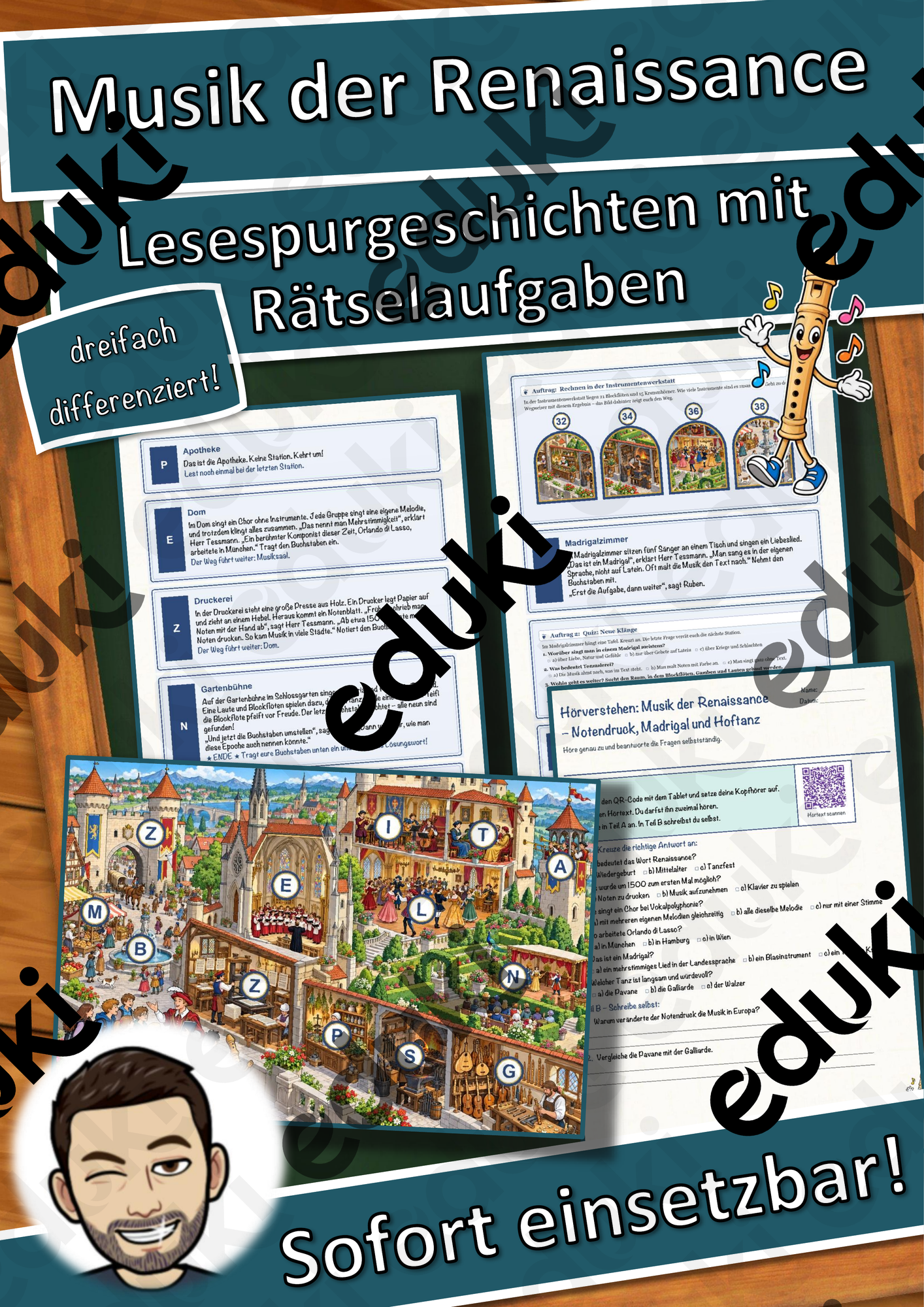 Musik der Renaissance – Notendruck, Madrigal und Hoftanz – Lesespurgeschichte mit Rätselaufgaben (Klasse 7)