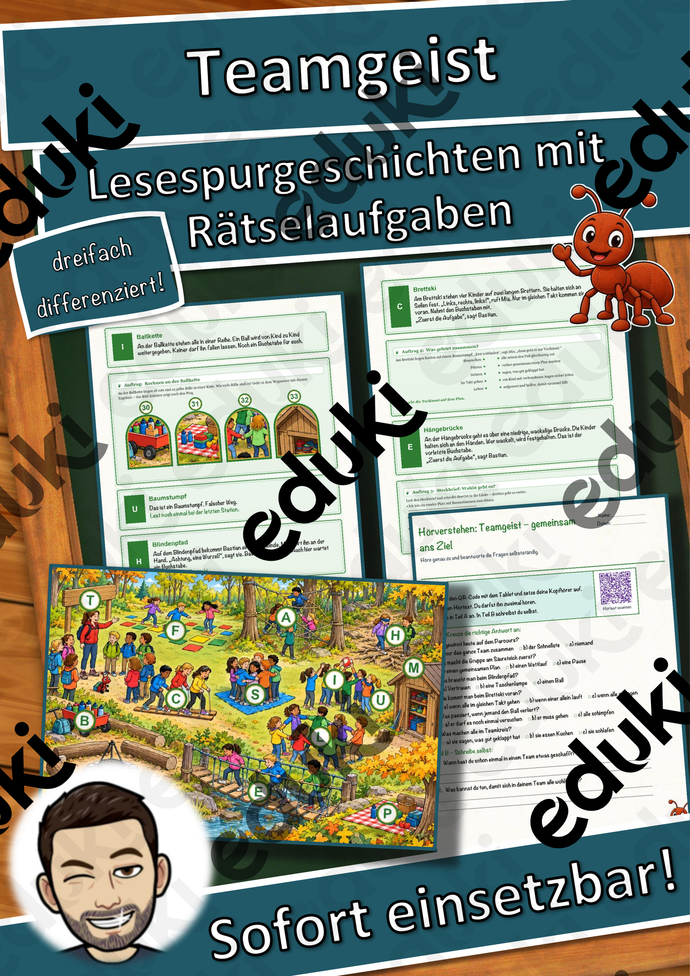 Teamgeist – gemeinsam ans Ziel – Lesespurgeschichte mit Rätselaufgaben (Klasse 3)