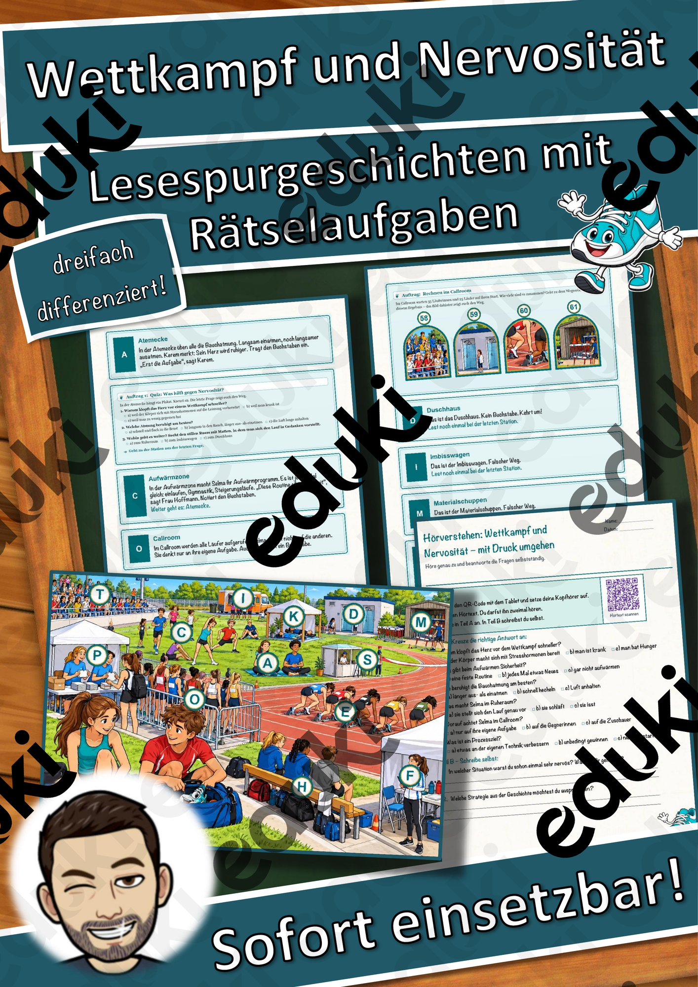Wettkampf und Nervosität – mit Druck umgehen – Lesespurgeschichte mit Rätselaufgaben (Klasse 9)