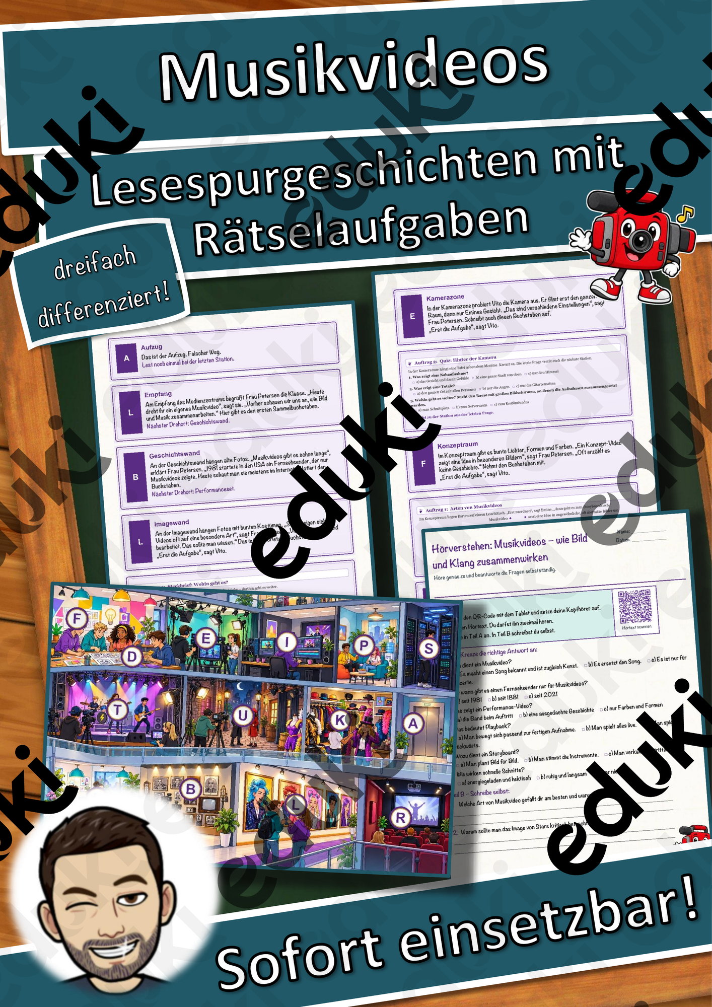 Musikvideos – wie Bild und Klang zusammenwirken – Lesespurgeschichte mit Rätselaufgaben (Klasse 9)