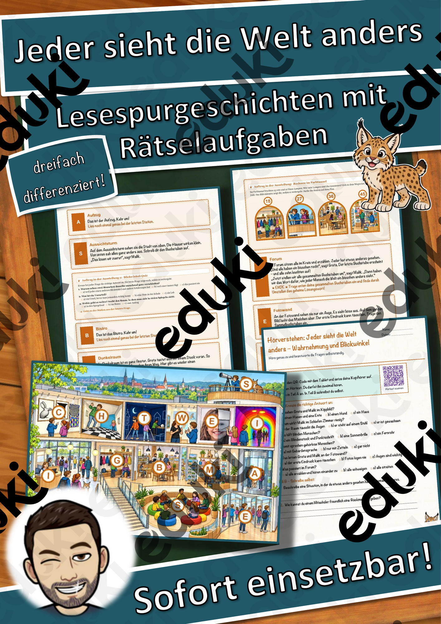 Jeder sieht die Welt anders – Wahrnehmung und Blickwinkel – Lesespurgeschichte mit Rätselaufgaben (Klasse 5)