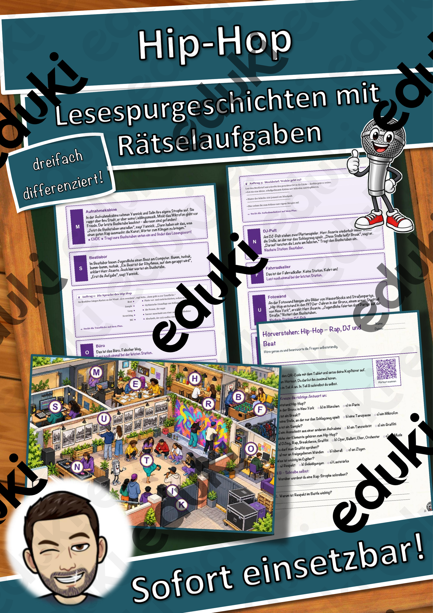 Hip-Hop – Rap, DJ und Beat – Lesespurgeschichte mit Rätselaufgaben (Klasse 9)