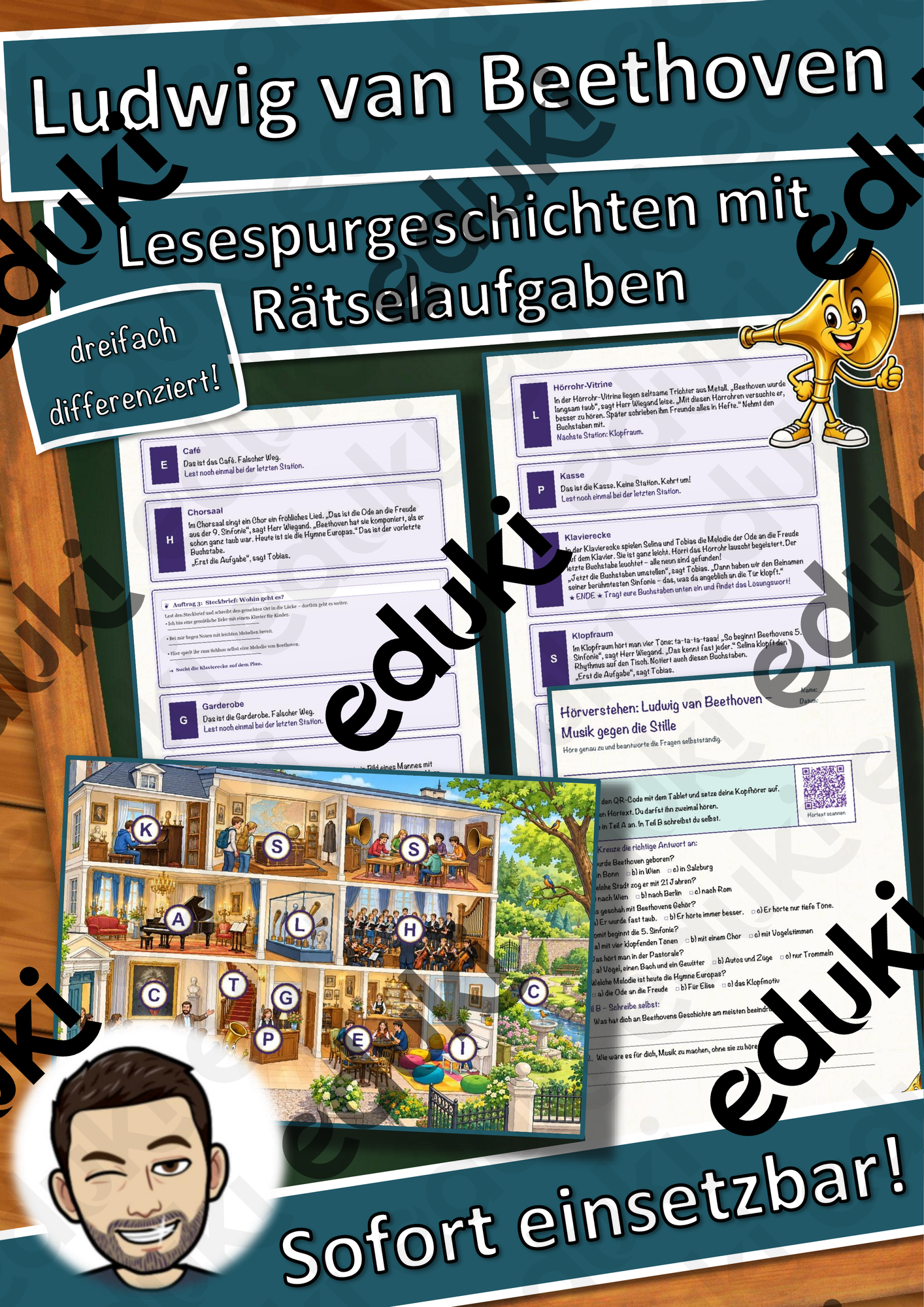 Ludwig van Beethoven – Musik gegen die Stille – Lesespurgeschichte mit Rätselaufgaben (Klasse 6)
