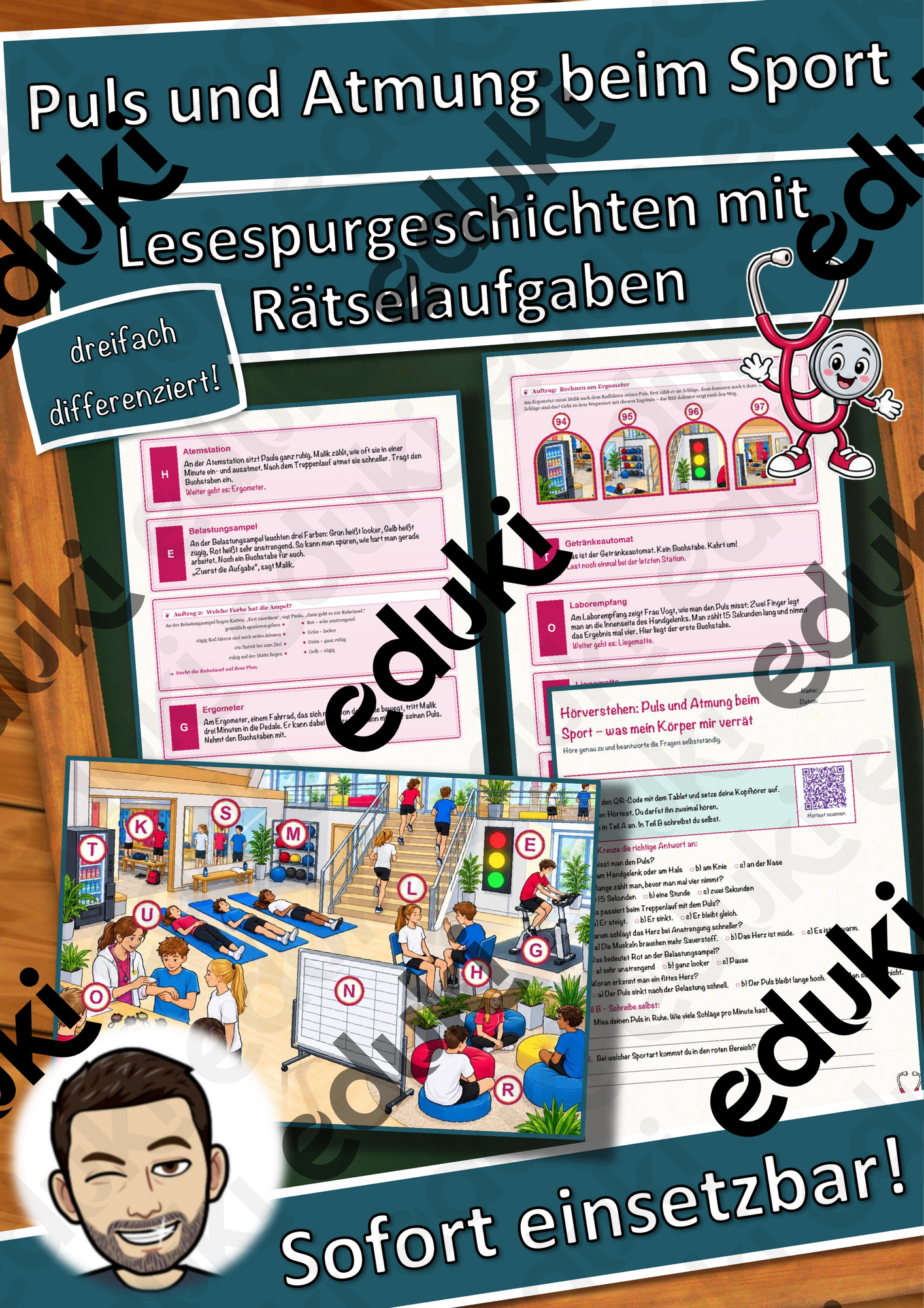 Puls und Atmung beim Sport – was mein Körper mir verrät – Lesespurgeschichte mit Rätselaufgaben (Klasse 6)