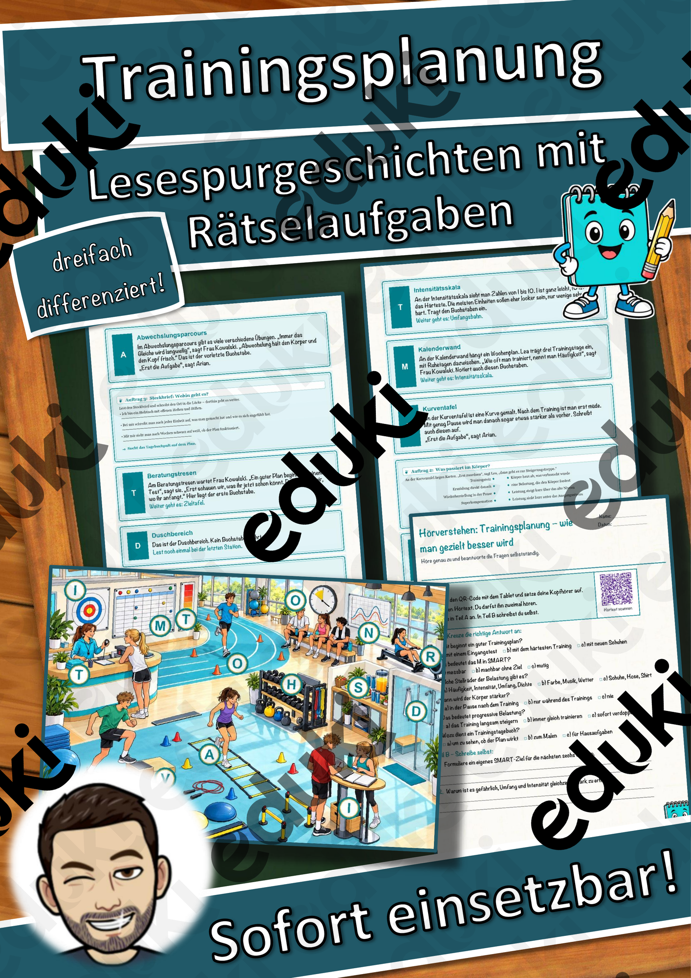 Trainingsplanung – wie man gezielt besser wird – Lesespurgeschichte mit Rätselaufgaben (Klasse 10)