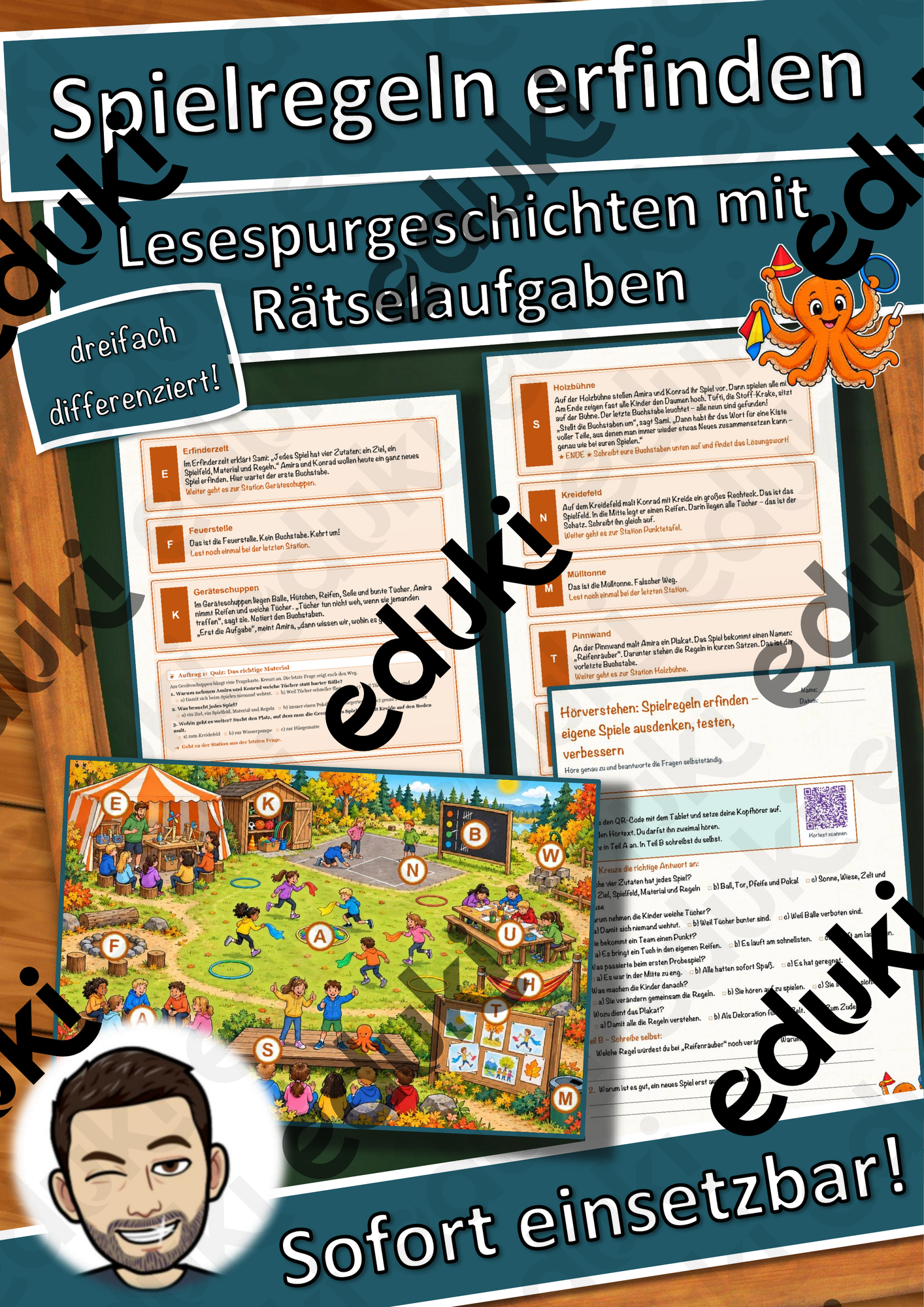 Spielregeln erfinden – eigene Spiele ausdenken, testen, verbessern – Lesespurgeschichte mit Rätselaufgaben (Klasse 3)