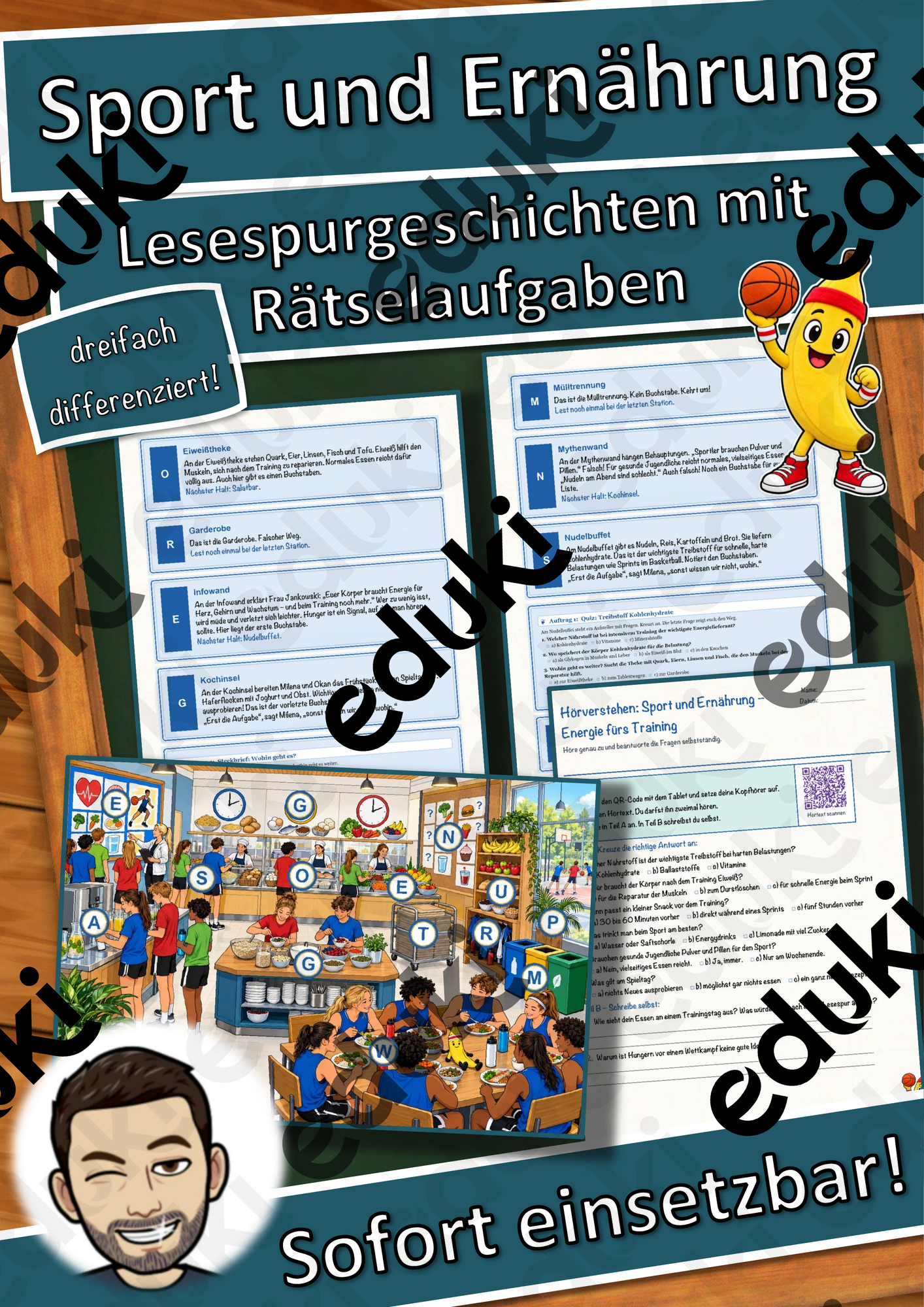 Sport und Ernährung – Energie fürs Training – Lesespurgeschichte mit Rätselaufgaben (Klasse 9)