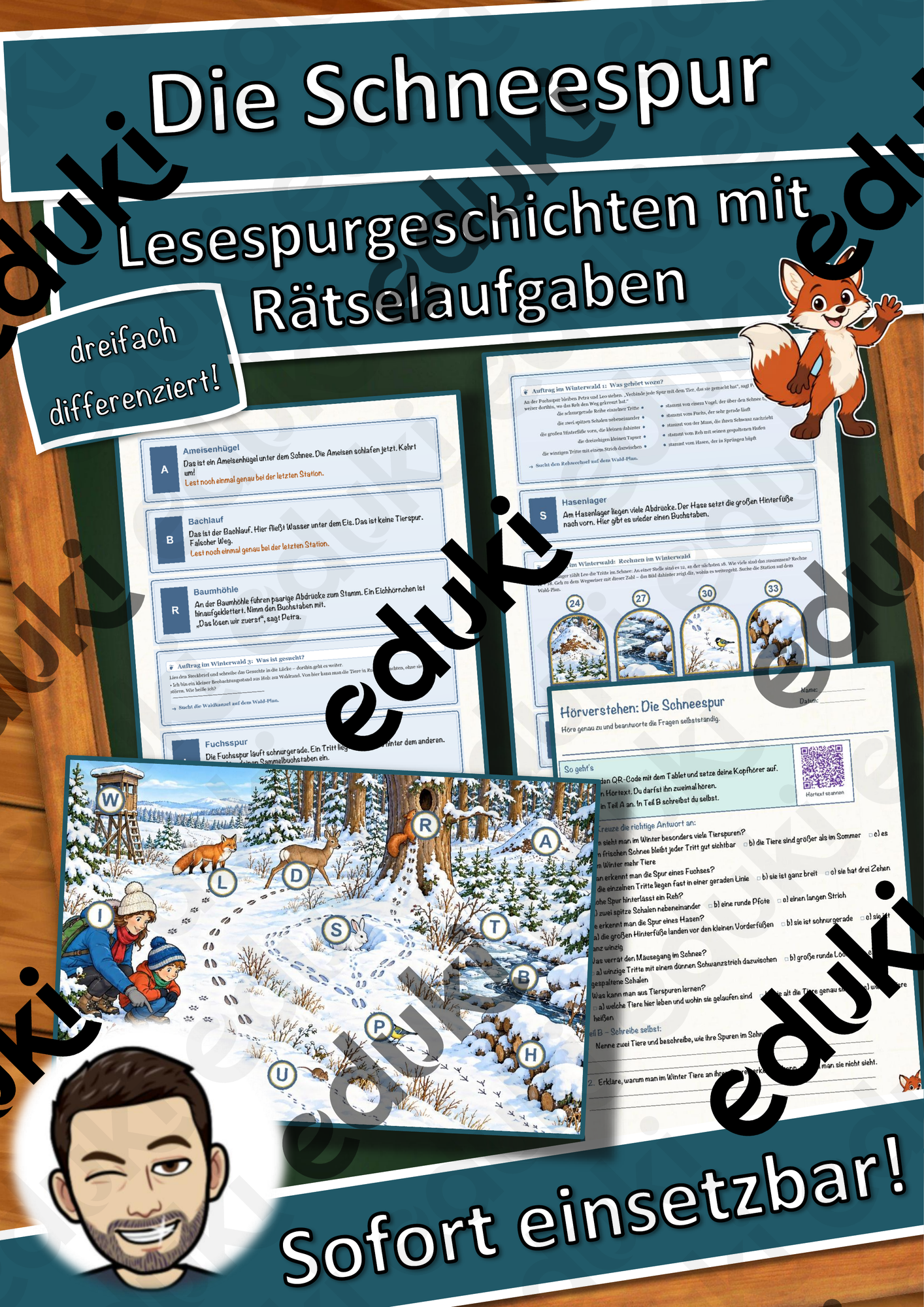 Die Schneespur – Lesespurgeschichte mit Rätselaufgaben (Klasse 3)