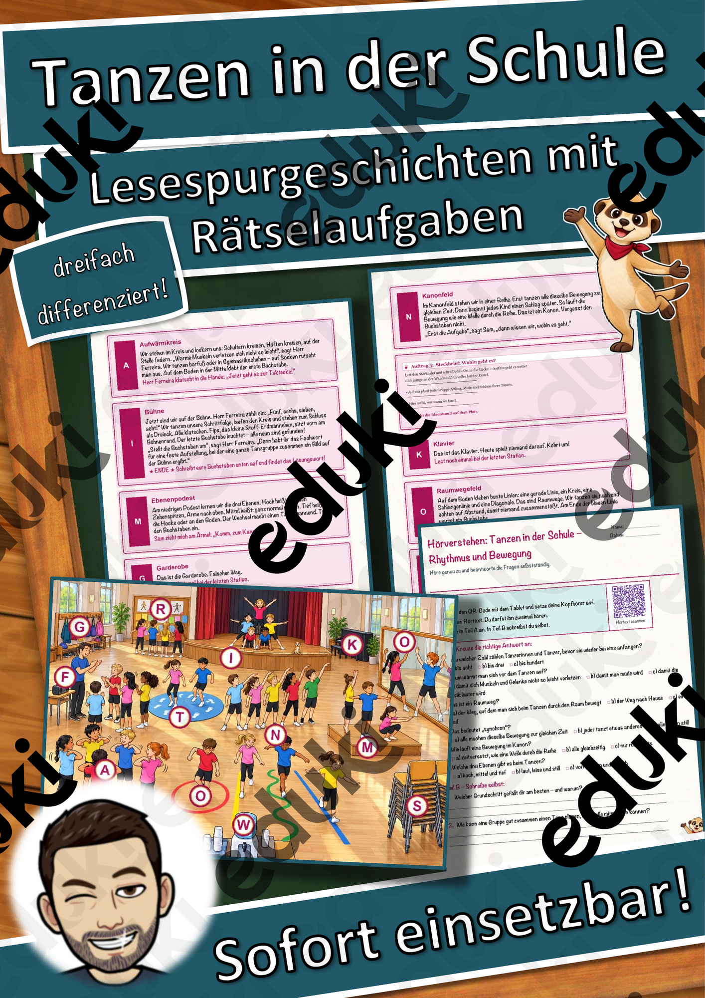 Tanzen in der Schule – Rhythmus und Bewegung – Lesespurgeschichte mit Rätselaufgaben (Klasse 5)