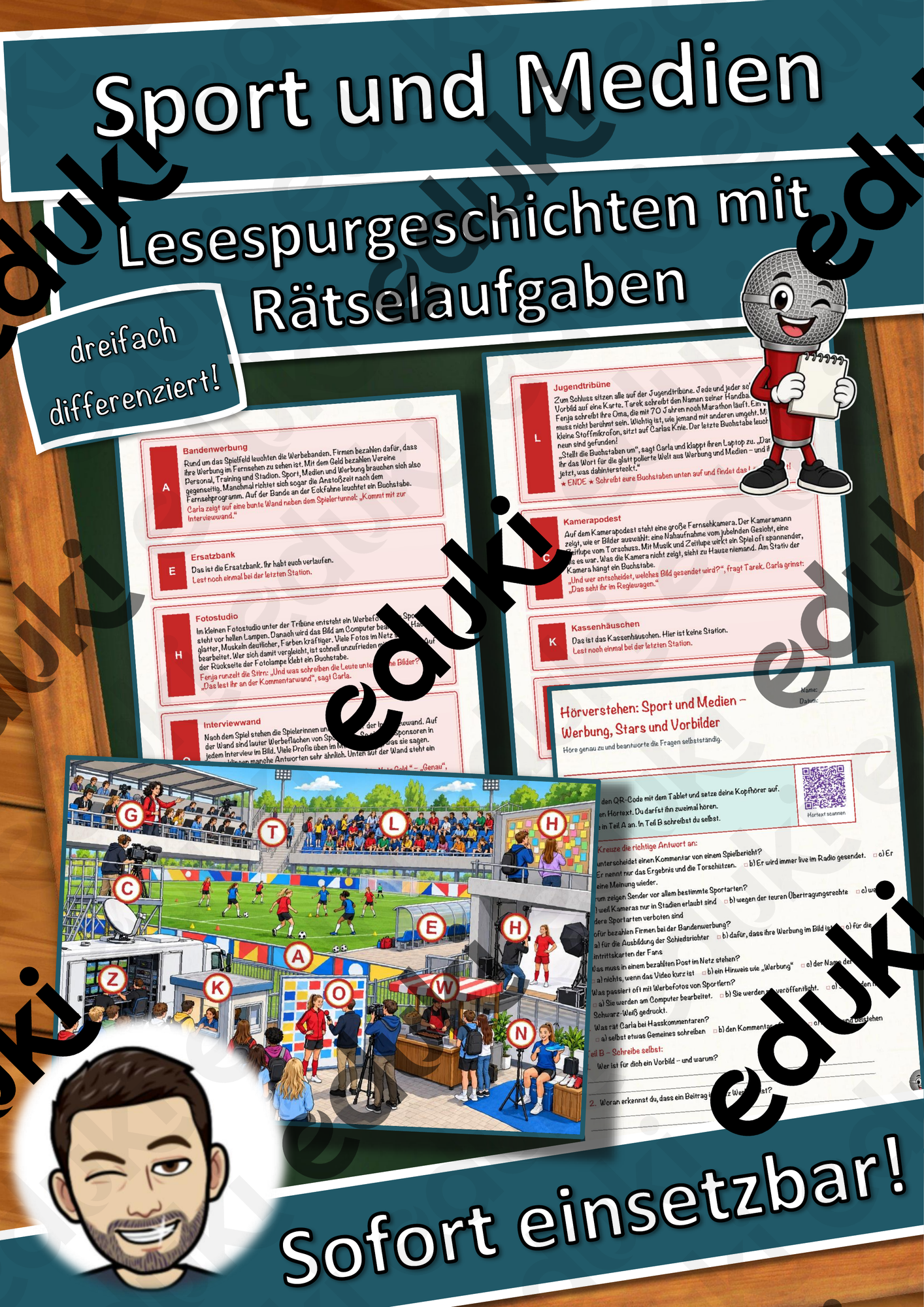 Sport und Medien – Werbung, Stars und Vorbilder – Lesespurgeschichte mit Rätselaufgaben (Klasse 10)