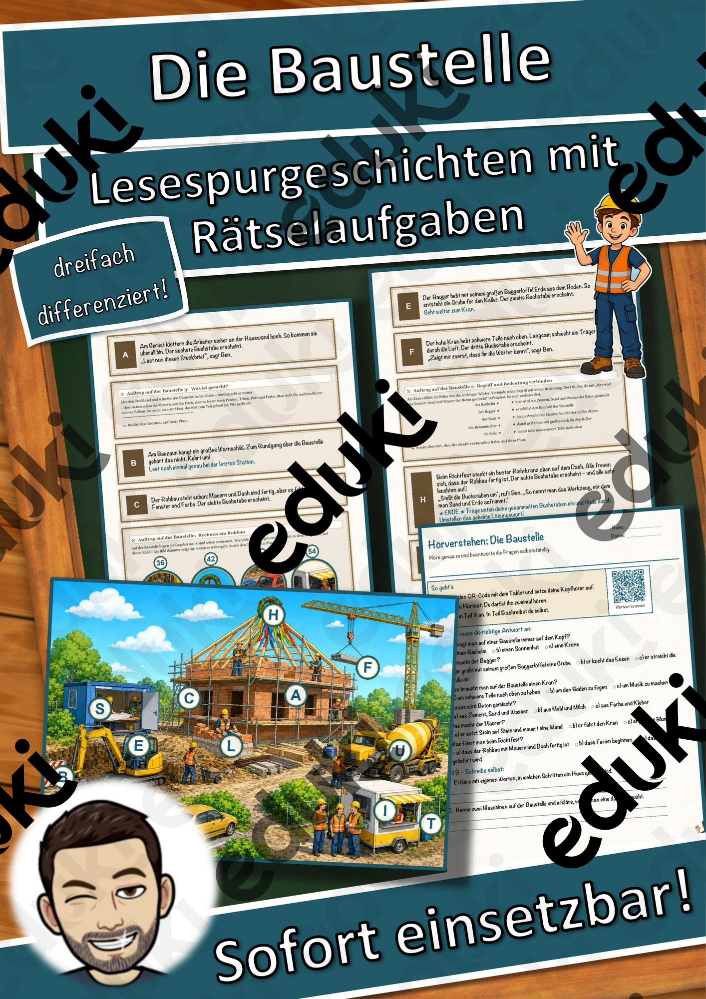 Die Baustelle – Lesespurgeschichte mit Rätselaufgaben (Klasse 3)
