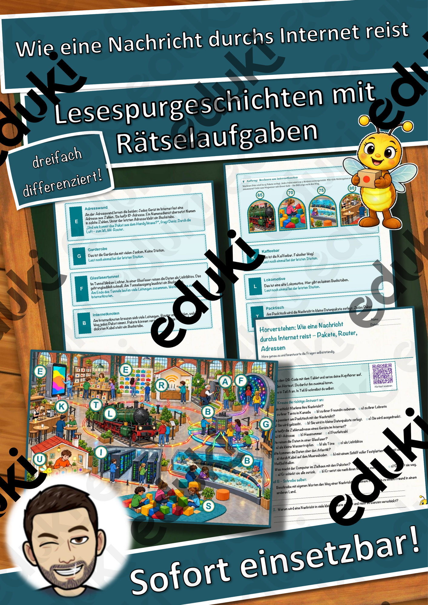 Wie eine Nachricht durchs Internet reist – Pakete, Router, Adressen – Lesespurgeschichte mit Rätselaufgaben (Klasse 6)