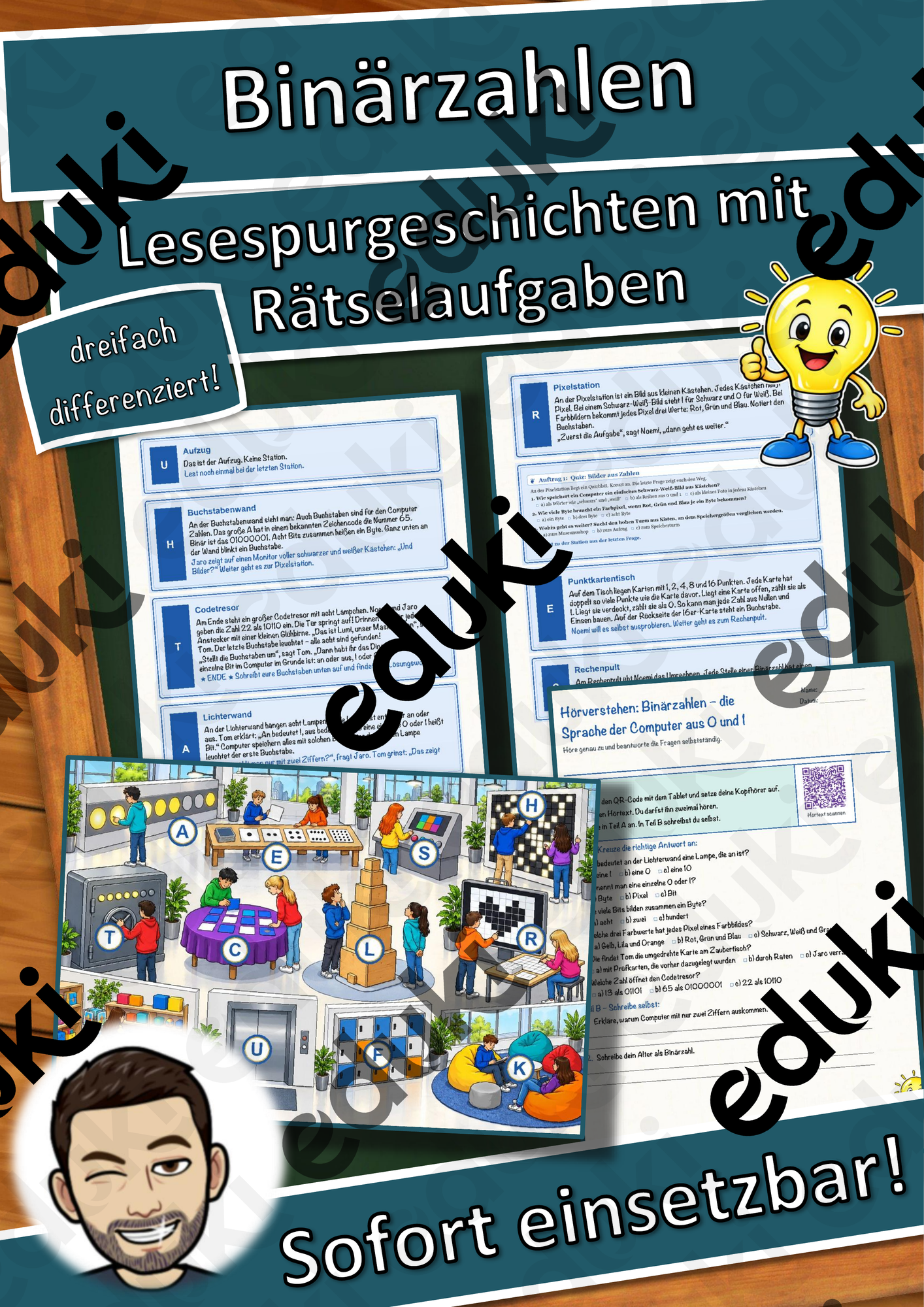 Binärzahlen – die Sprache der Computer aus 0 und 1 – Lesespurgeschichte mit Rätselaufgaben (Klasse 7)