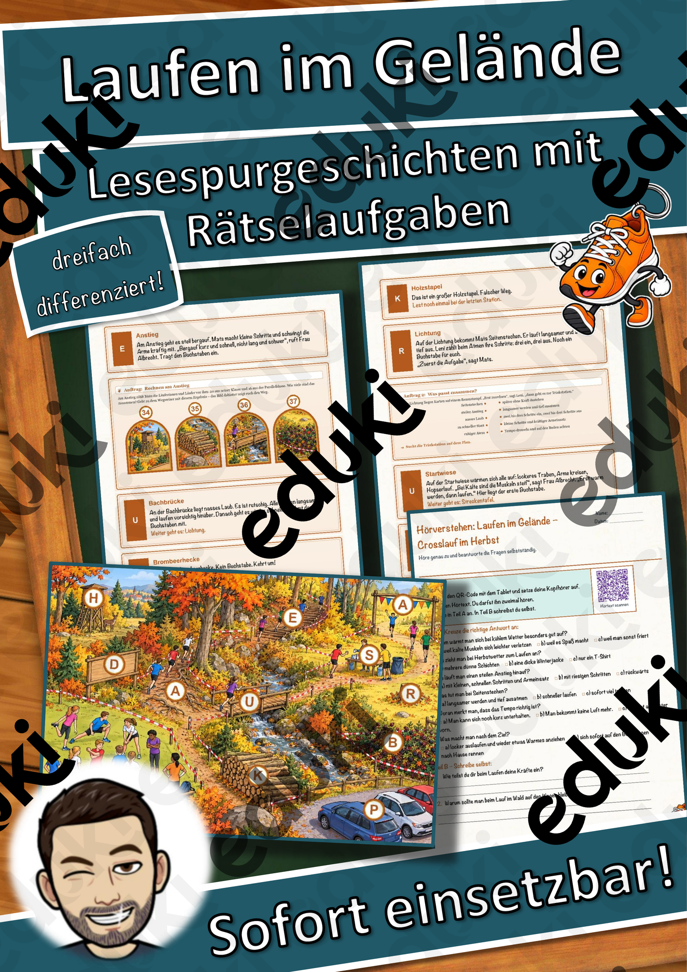 Laufen im Gelände – Crosslauf im Herbst – Lesespurgeschichte mit Rätselaufgaben (Klasse 7)