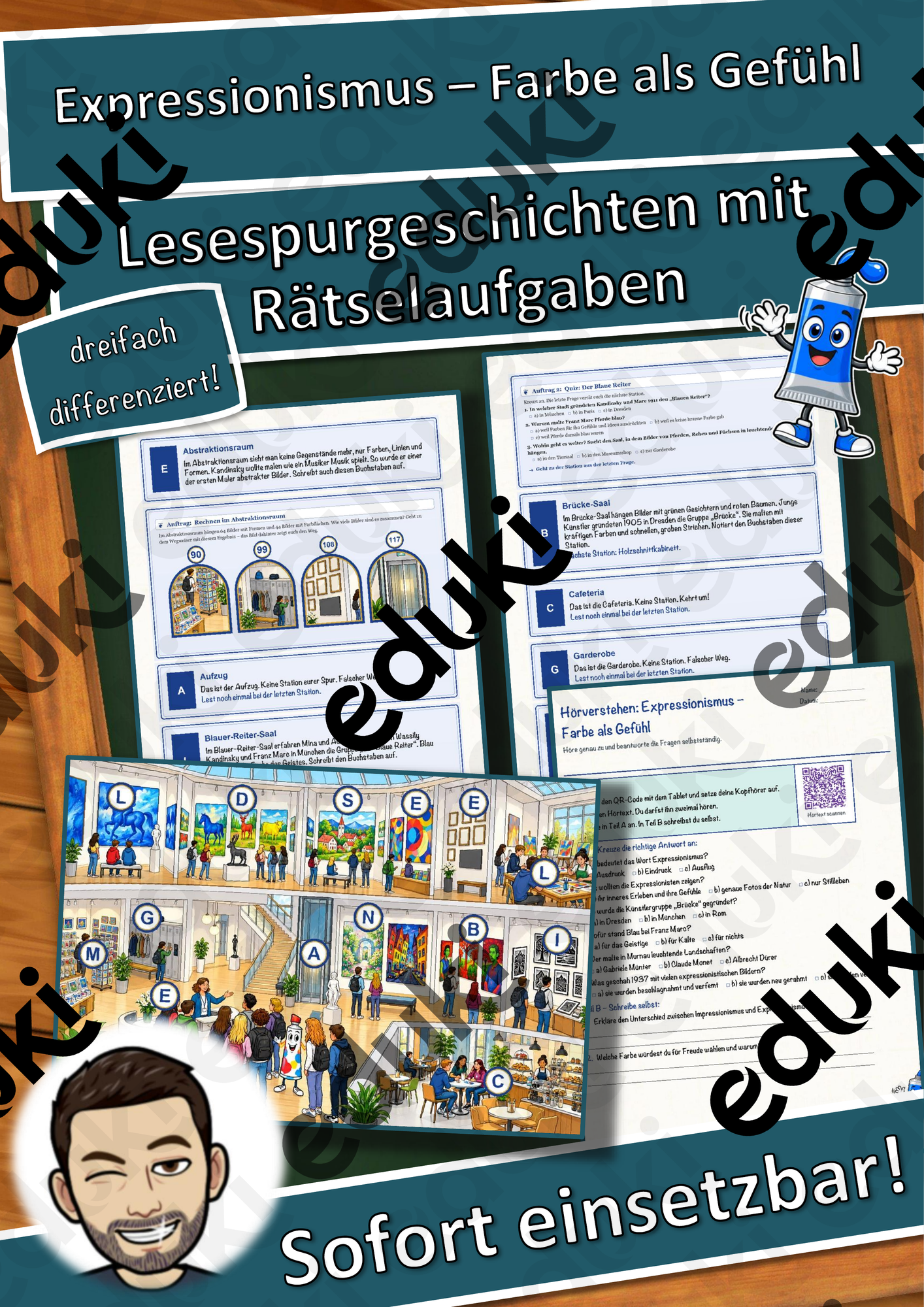 Expressionismus – Farbe als Gefühl – Lesespurgeschichte mit Rätselaufgaben (Klasse 10)