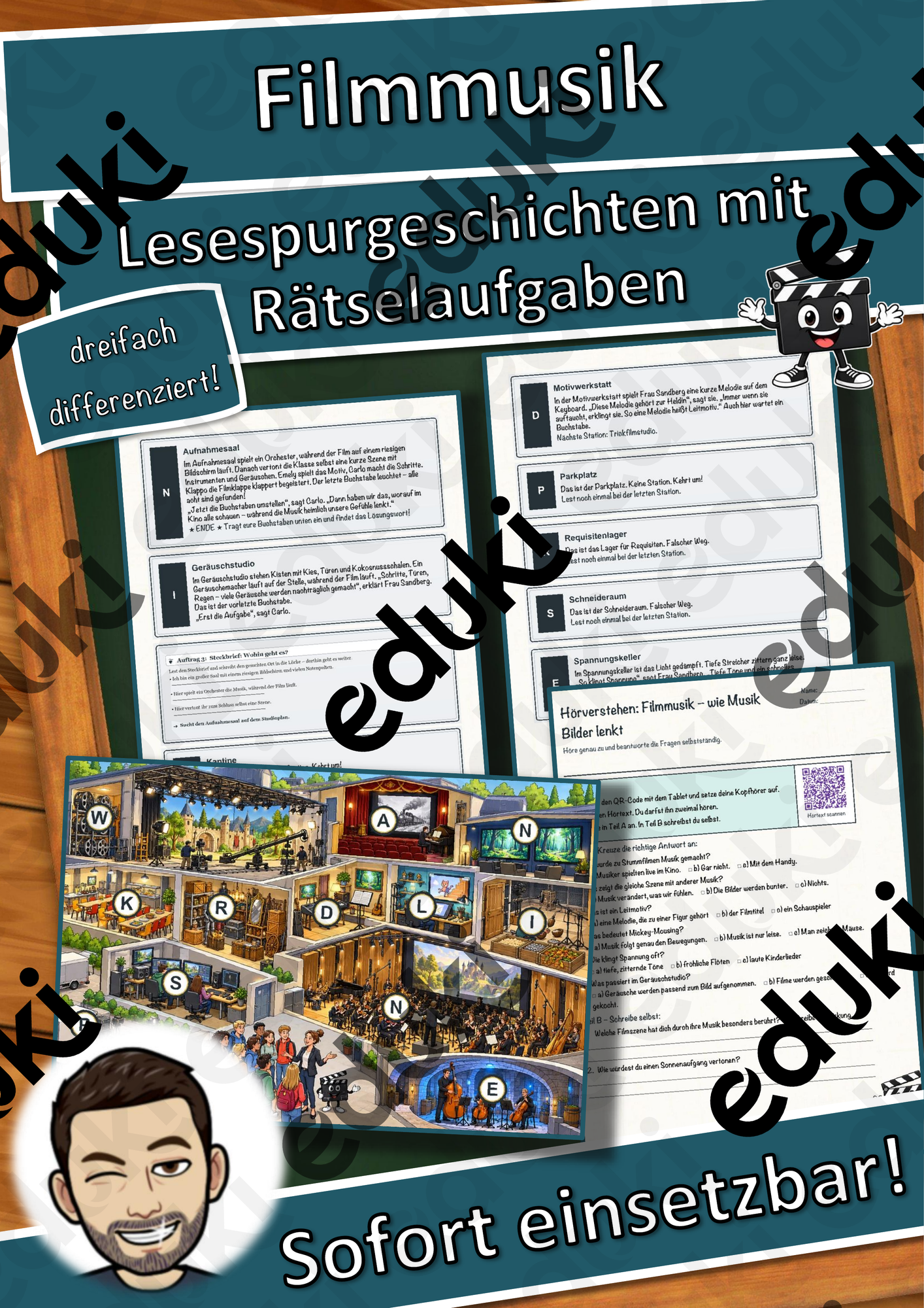 Filmmusik – wie Musik Bilder lenkt – Lesespurgeschichte mit Rätselaufgaben (Klasse 9)