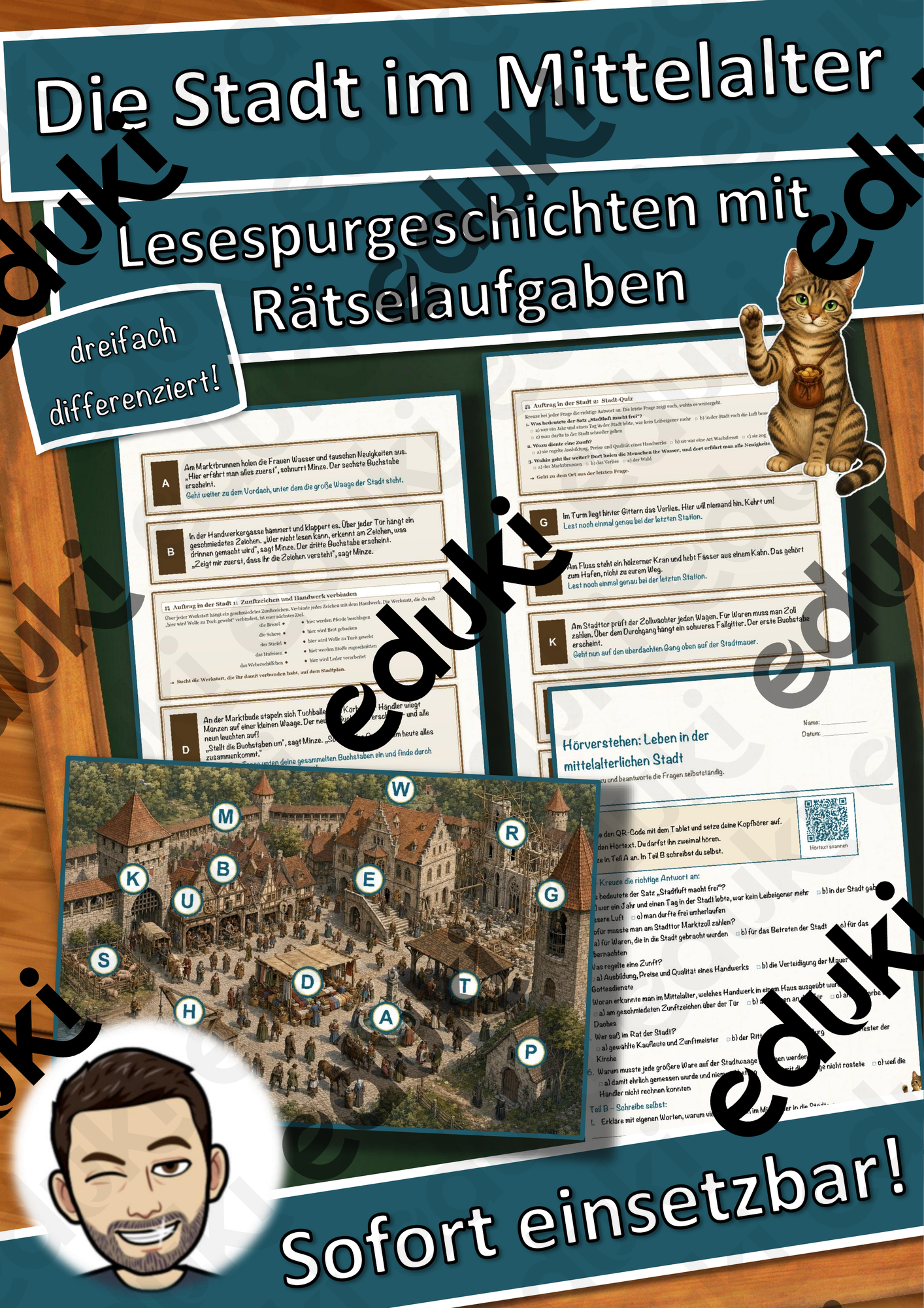 Die Stadt im Mittelalter – Lesespurgeschichte mit Rätselaufgaben (Klasse 6)