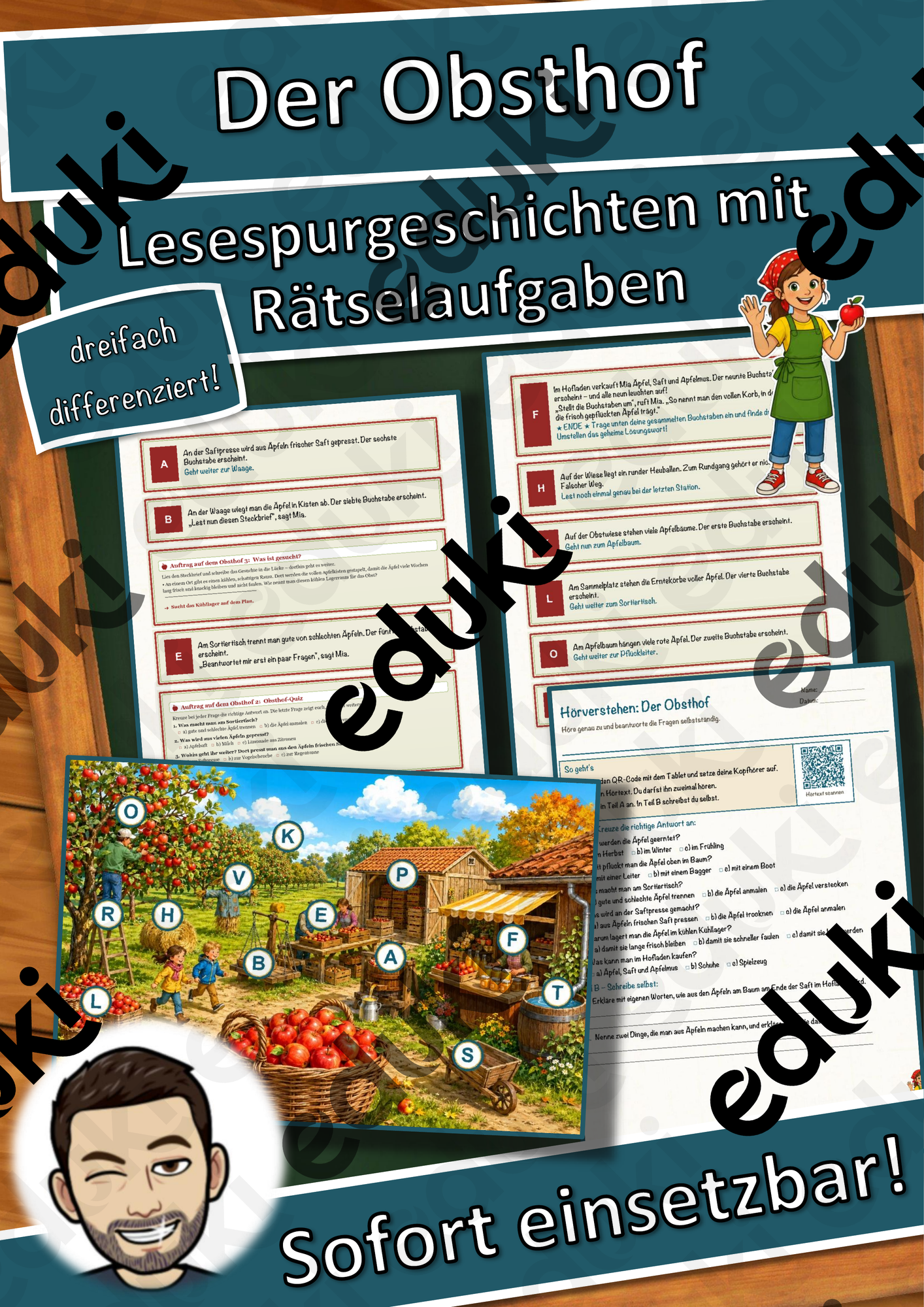 Der Obsthof – Lesespurgeschichte mit Rätselaufgaben (Klasse 4)