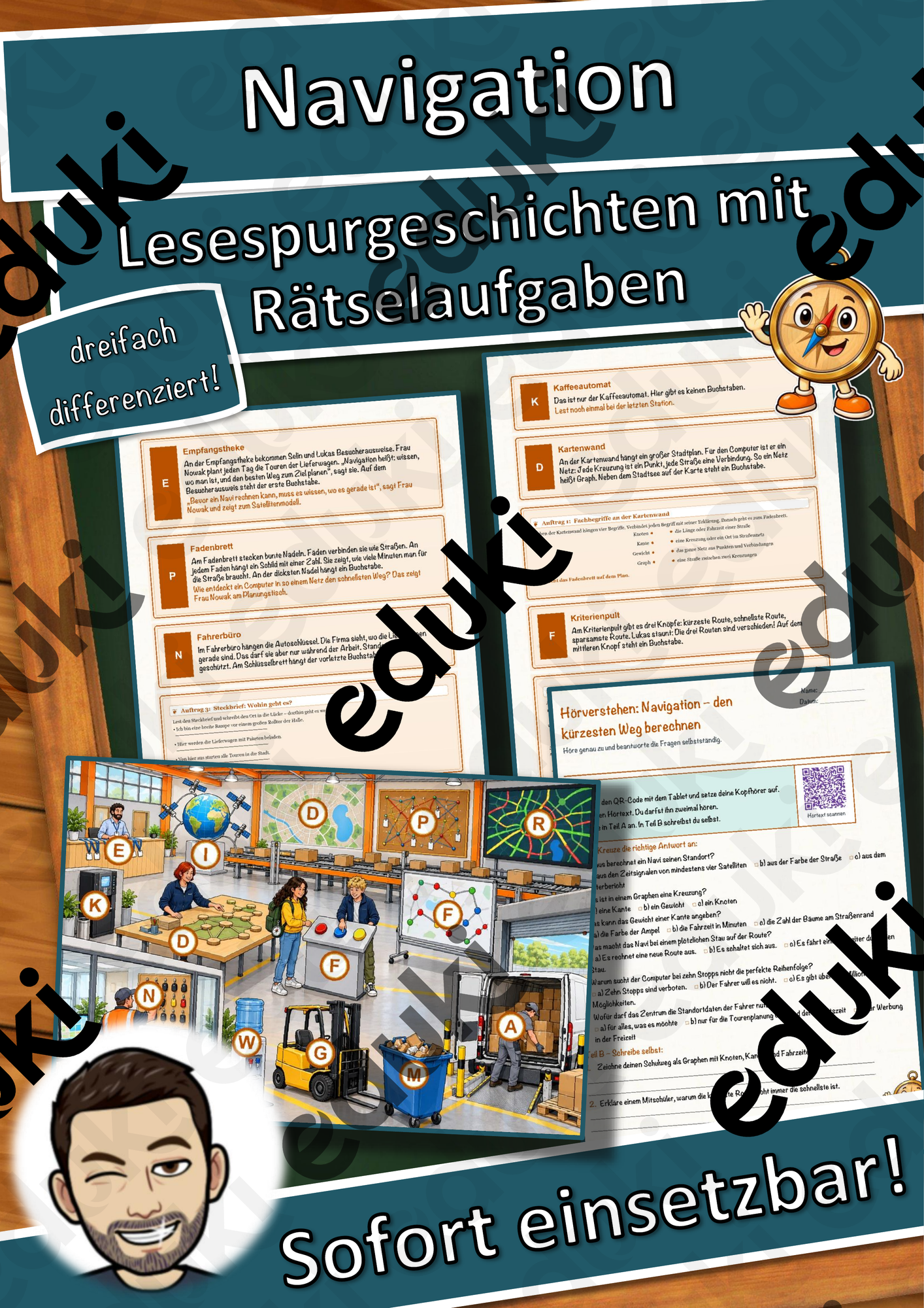Navigation – den kürzesten Weg berechnen – Lesespurgeschichte mit Rätselaufgaben (Klasse 8)
