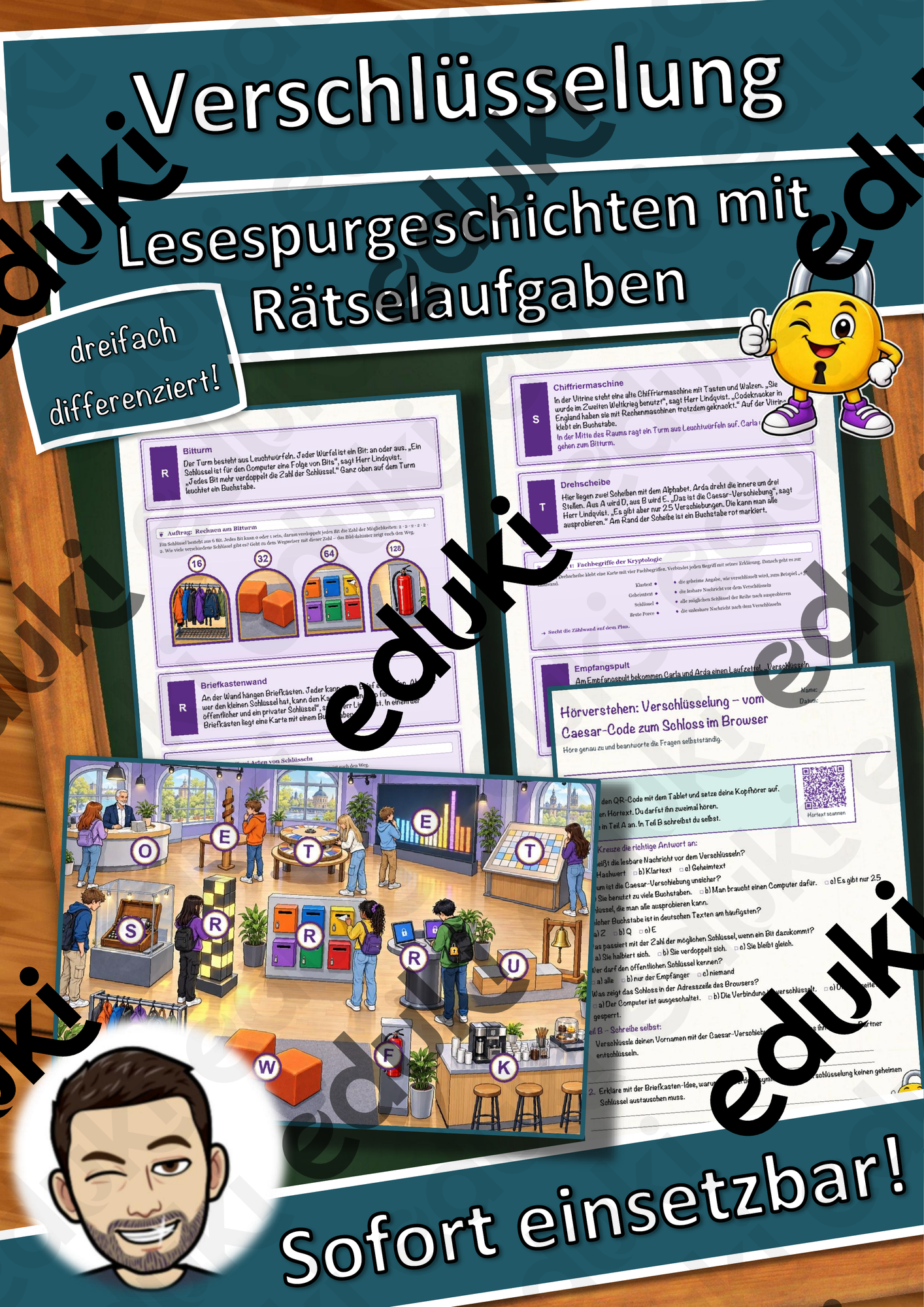 Verschlüsselung – vom Caesar-Code zum Schloss im Browser – Lesespurgeschichte mit Rätselaufgaben (Klasse 9)