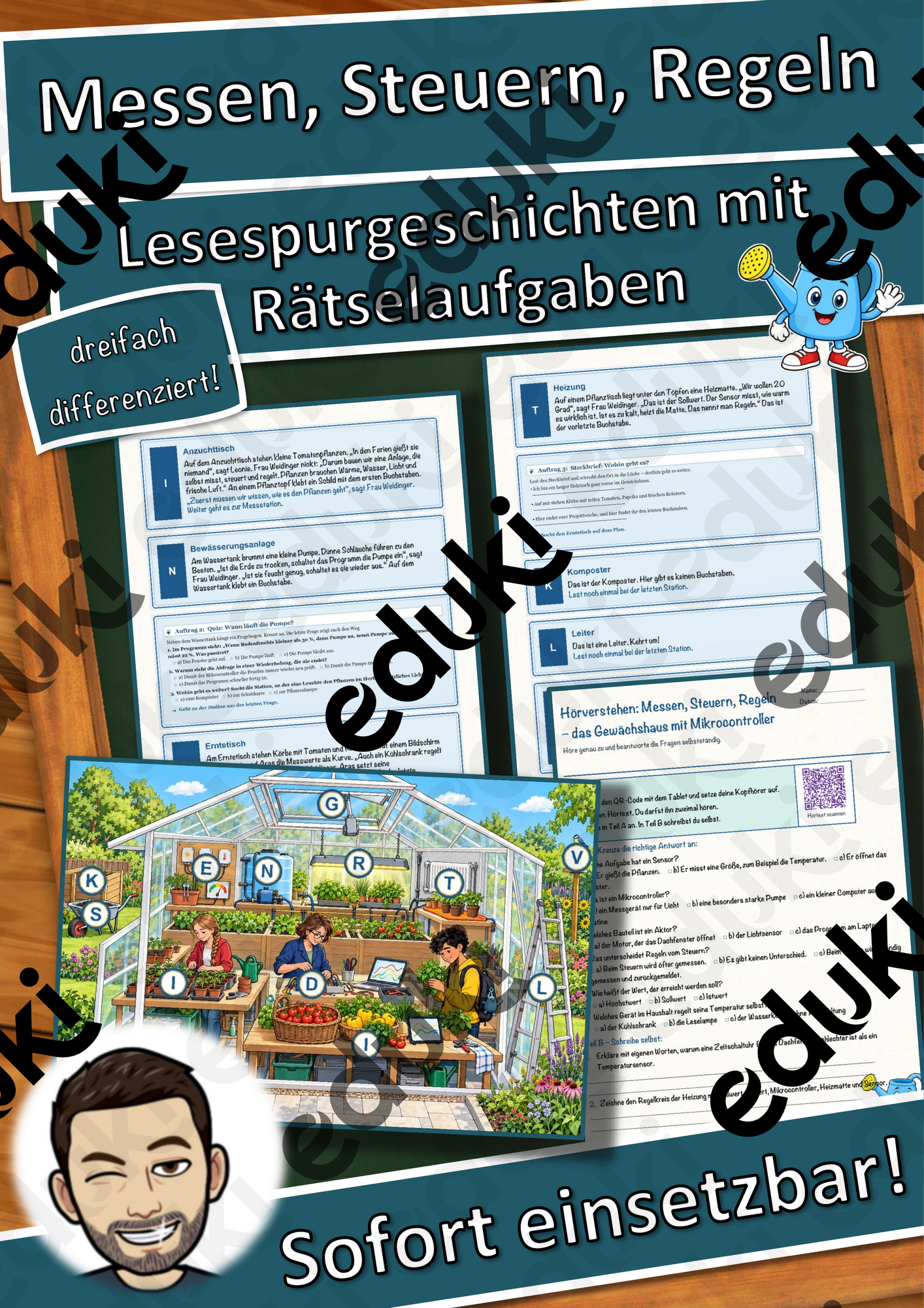 Messen, Steuern, Regeln – das Gewächshaus mit Mikrocontroller – Lesespurgeschichte mit Rätselaufgaben (Klasse 8)