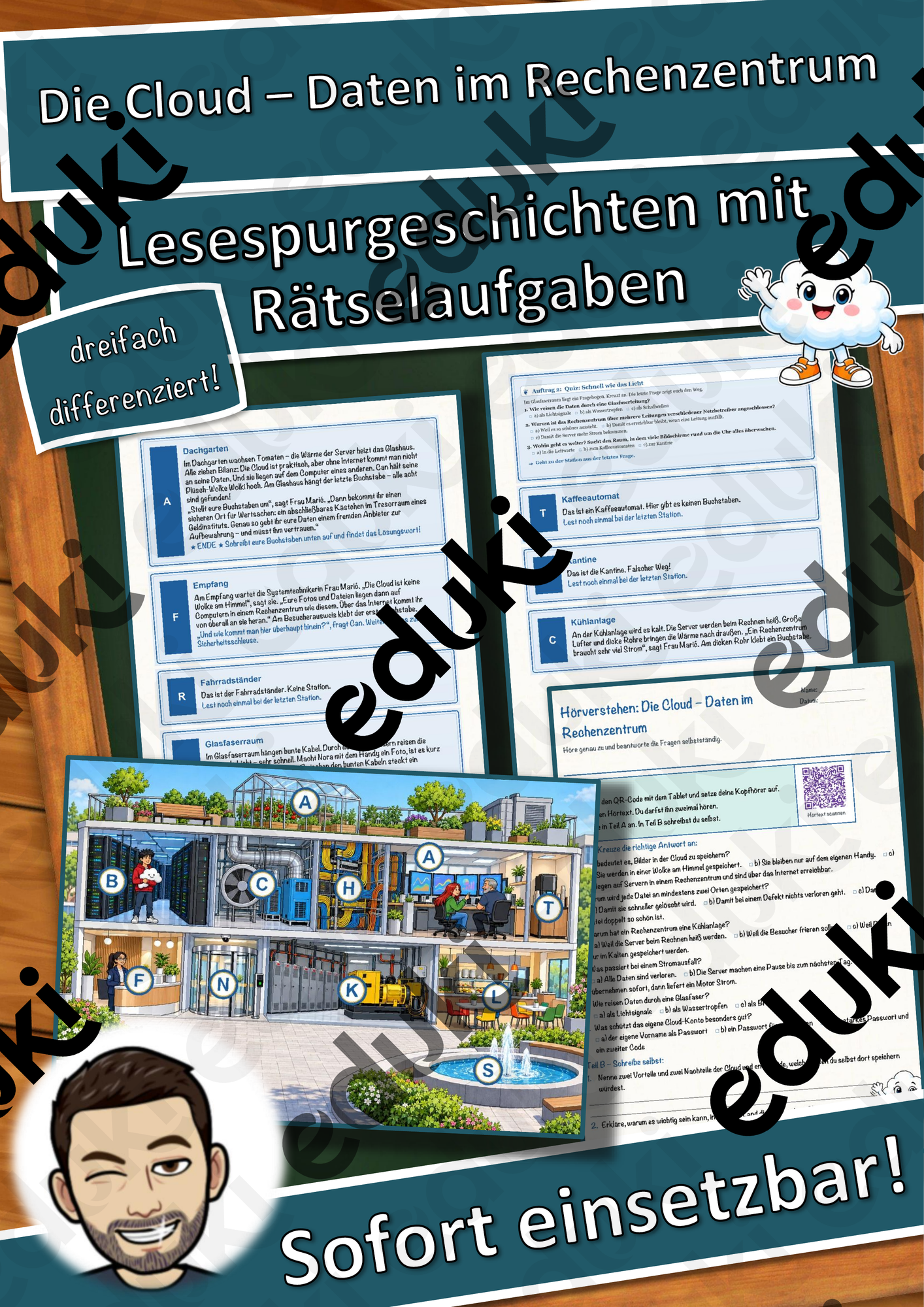 Die Cloud – Daten im Rechenzentrum – Lesespurgeschichte mit Rätselaufgaben (Klasse 9)